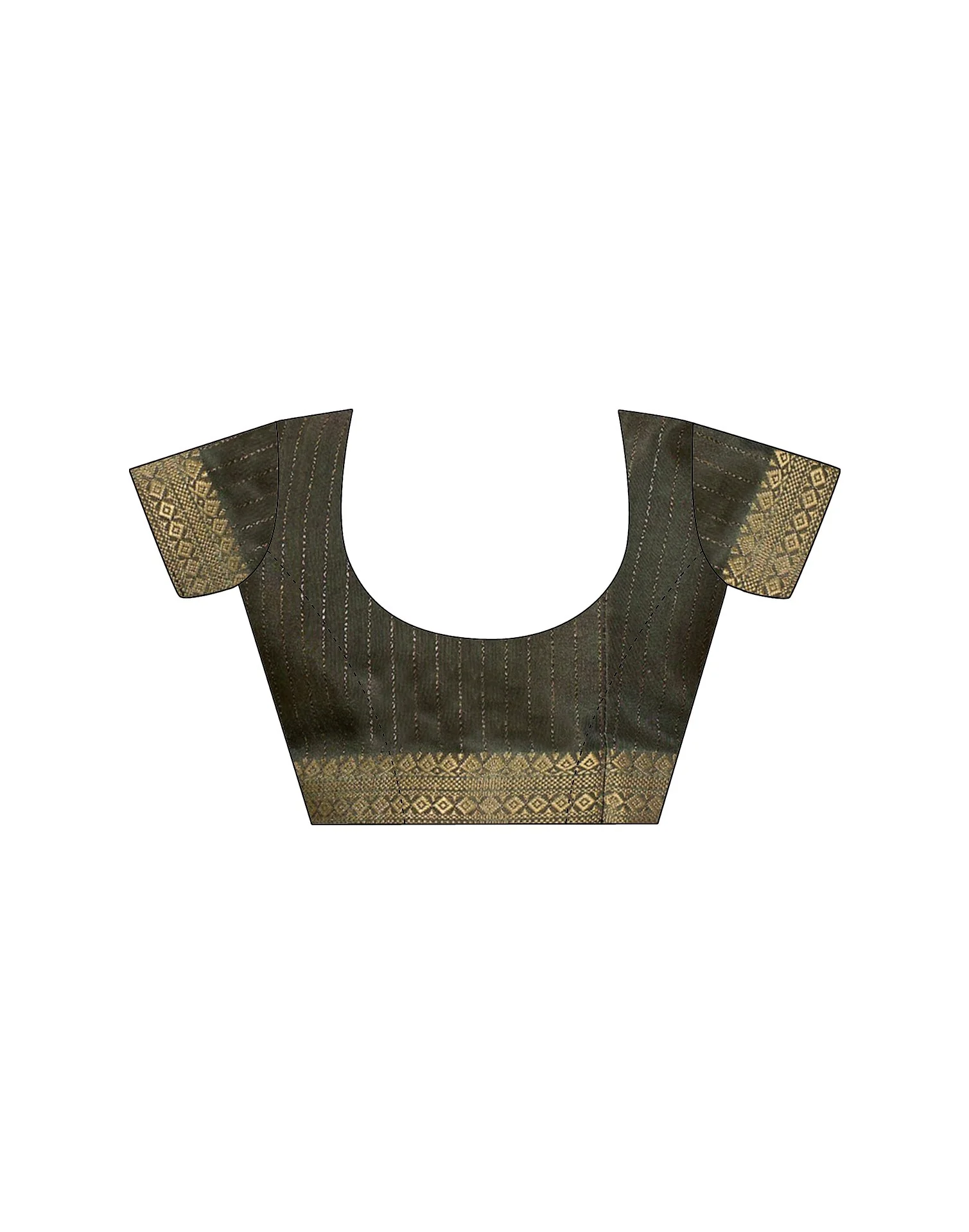 Army Green Silk Floral Printed Saree - Image 10