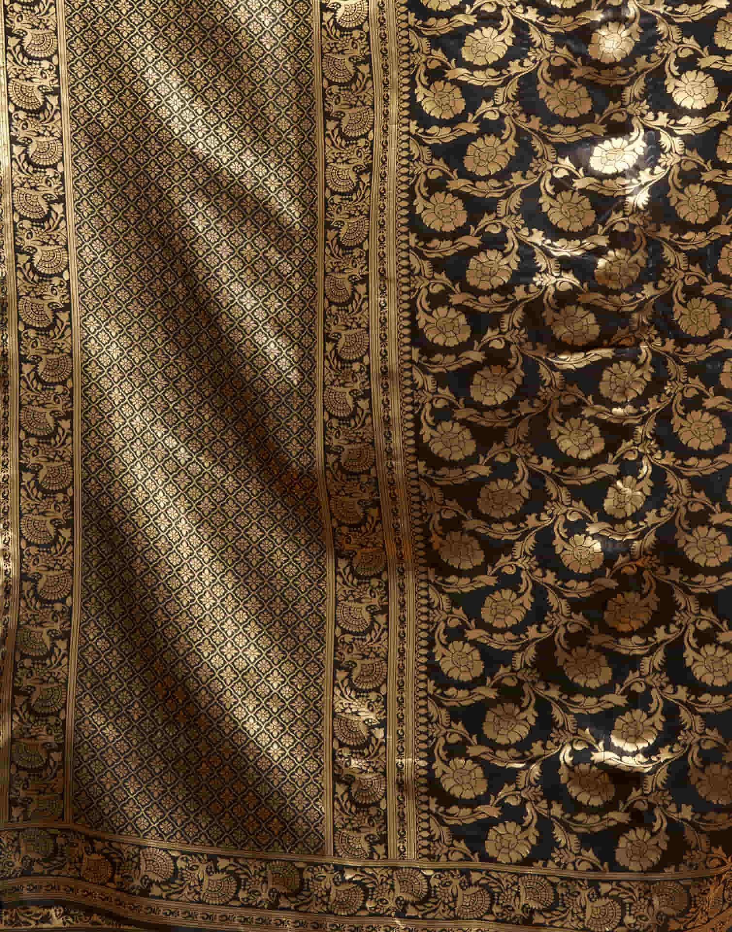 Black Silk Woven Banarasi Saree - Image 9