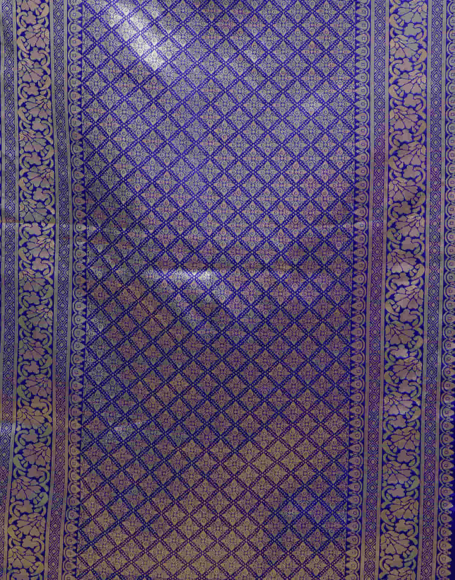 Blue Silk Woven Banarasi Saree - Image 7