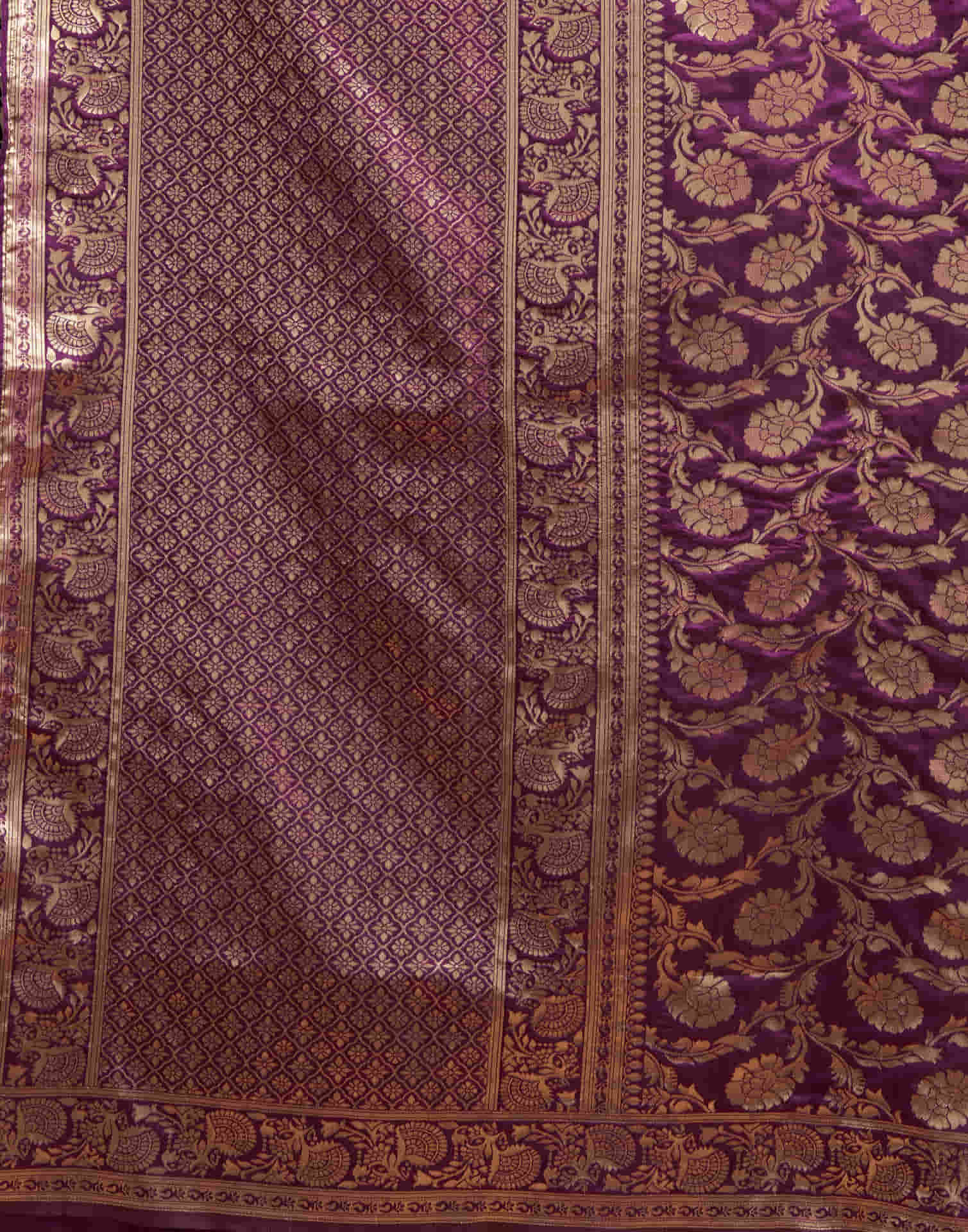 Wine Silk Woven Banarasi Saree - Image 6