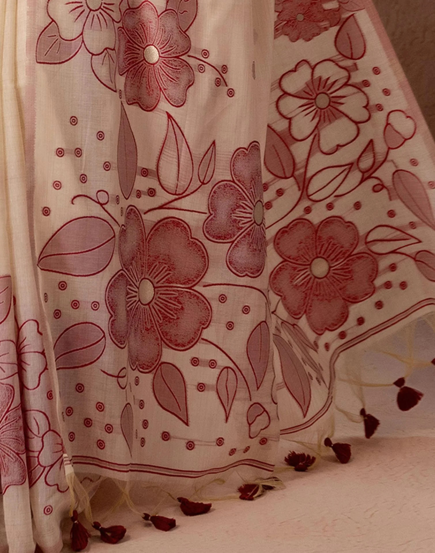 Beige Chanderi Cotton Woven Saree - Image 13