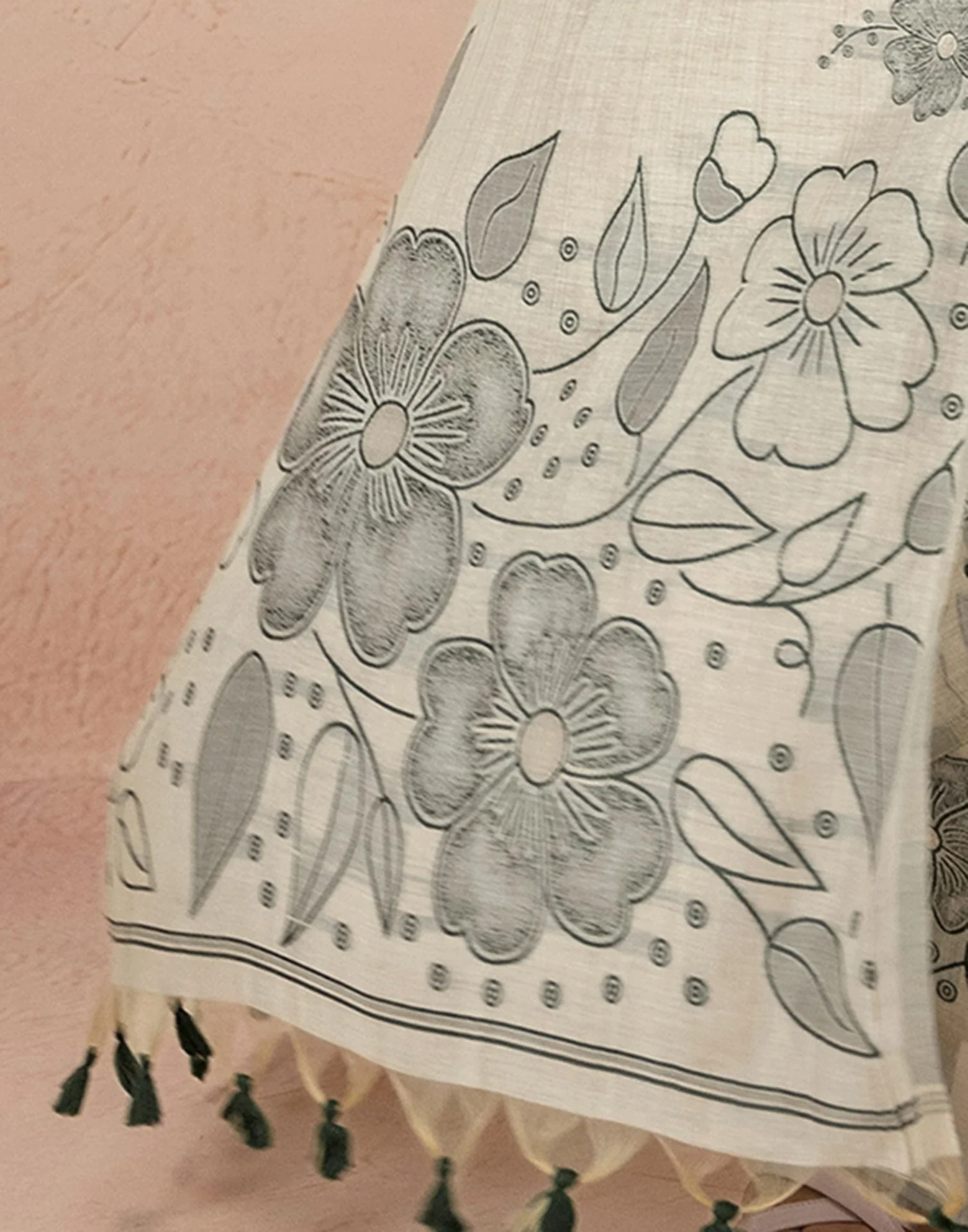Beige Chanderi Cotton Woven Saree - Image 13