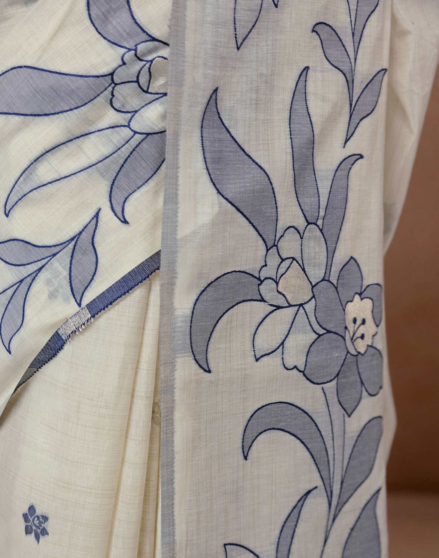 Beige Chanderi Cotton Woven Saree - Image 13
