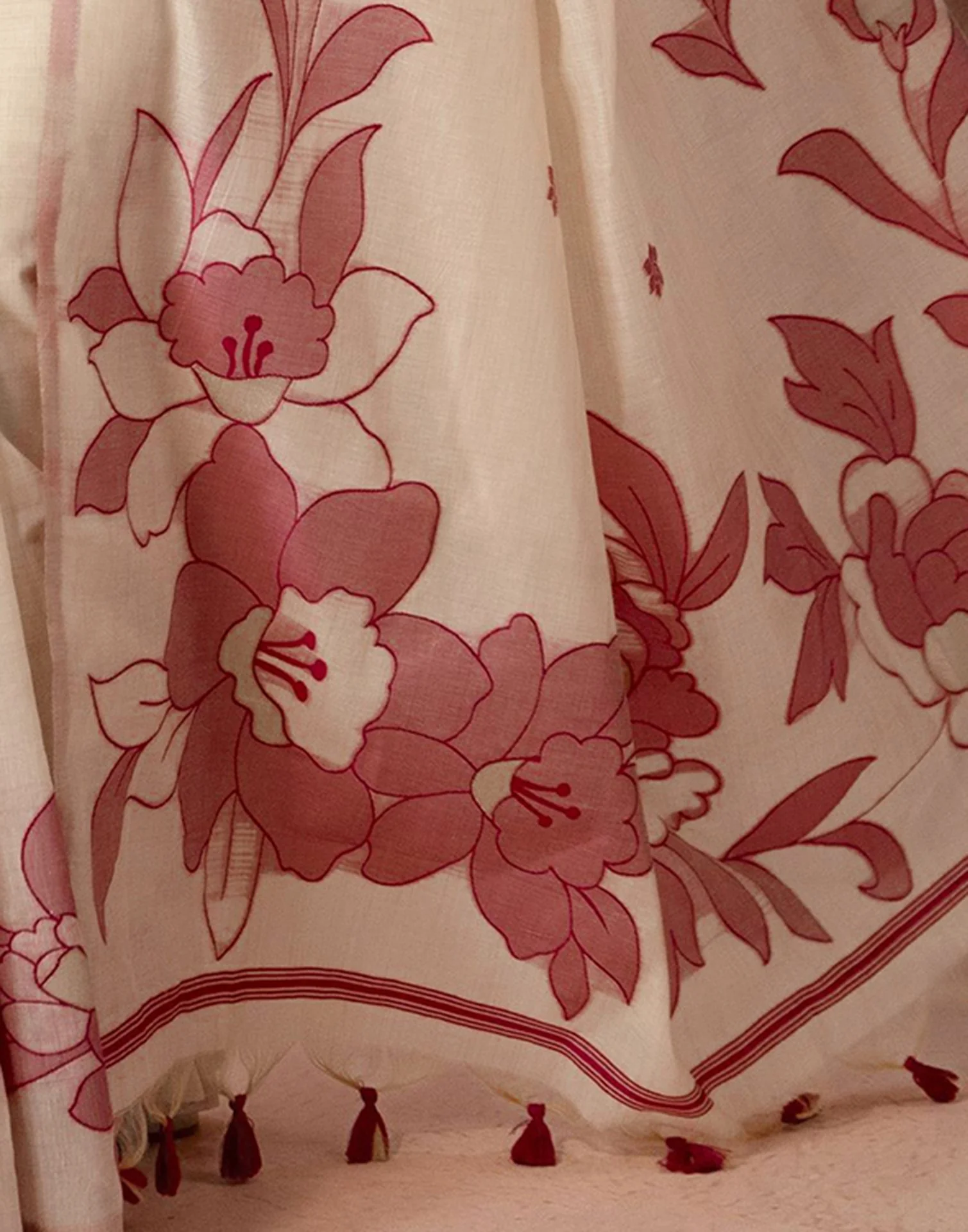 Beige Chanderi Cotton Woven Saree - Image 13