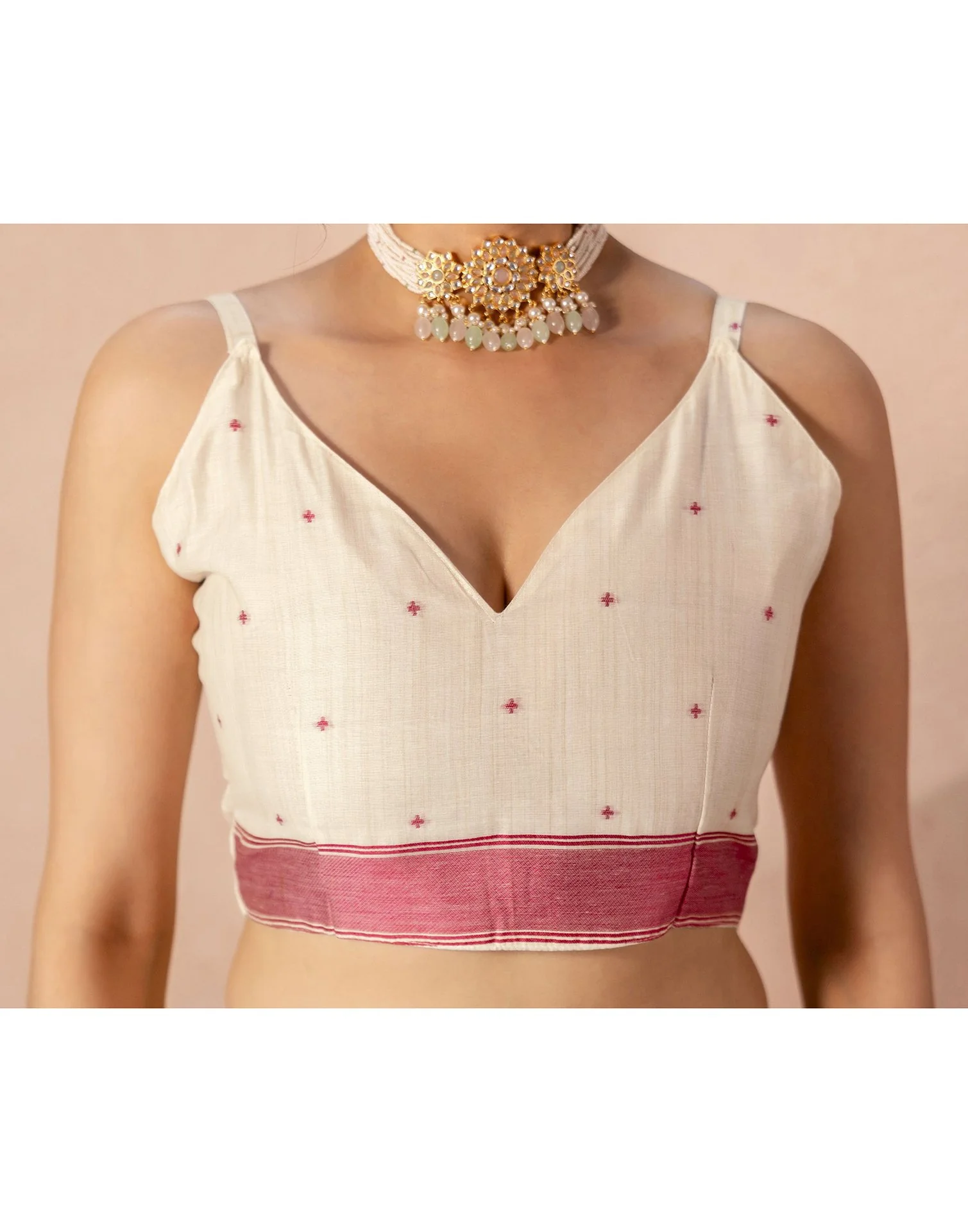 Beige Chanderi Cotton Woven Saree - Image 14