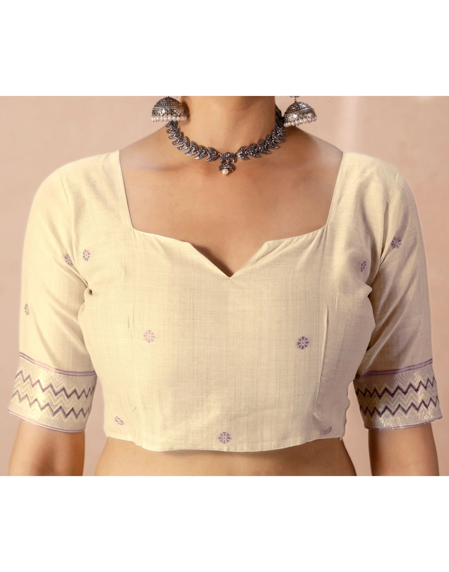 Beige Chanderi Cotton Woven Saree - Image 14