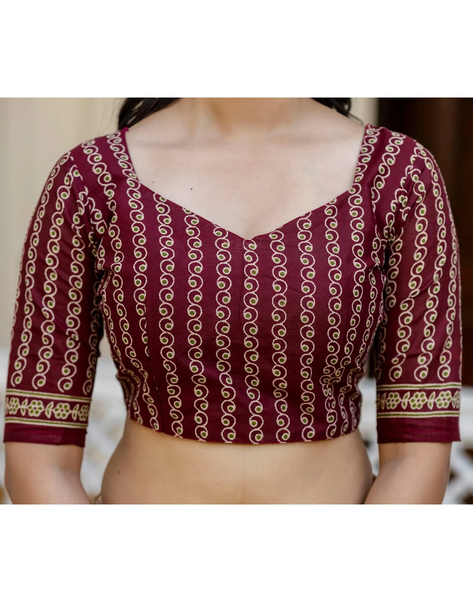 Beige Cotton Printed Saree - Image 13