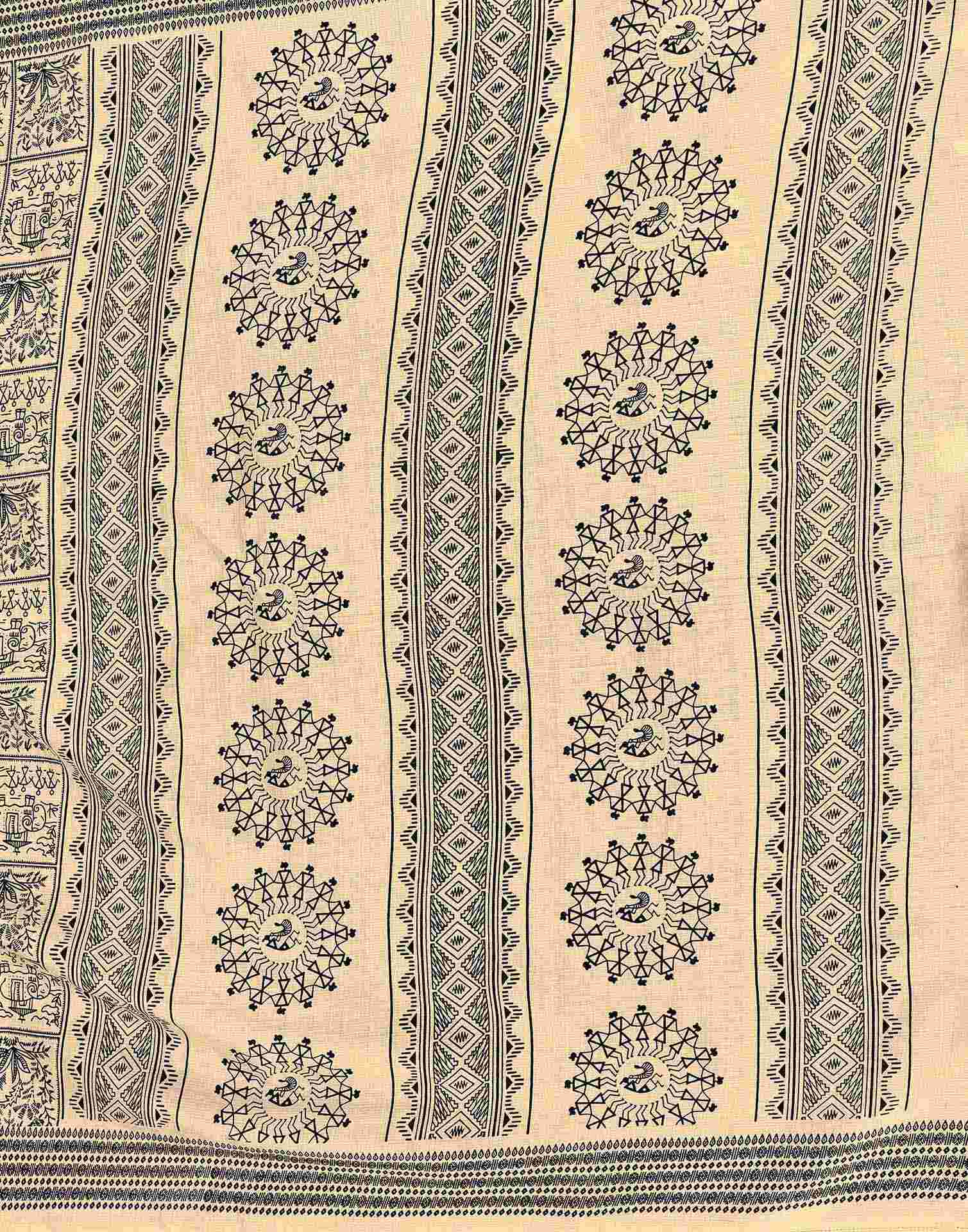 Beige Khadi Printed Saree - Image 7
