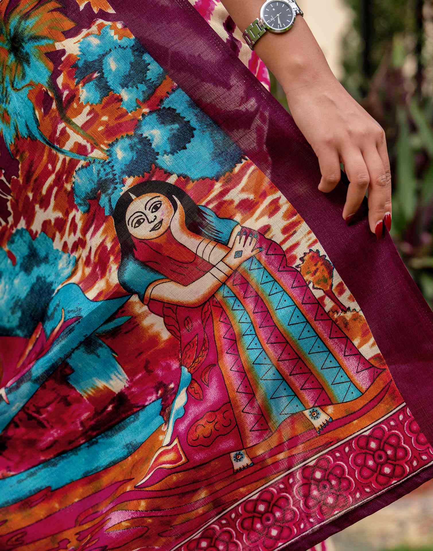 Beige Khadi Printed Saree - Image 11