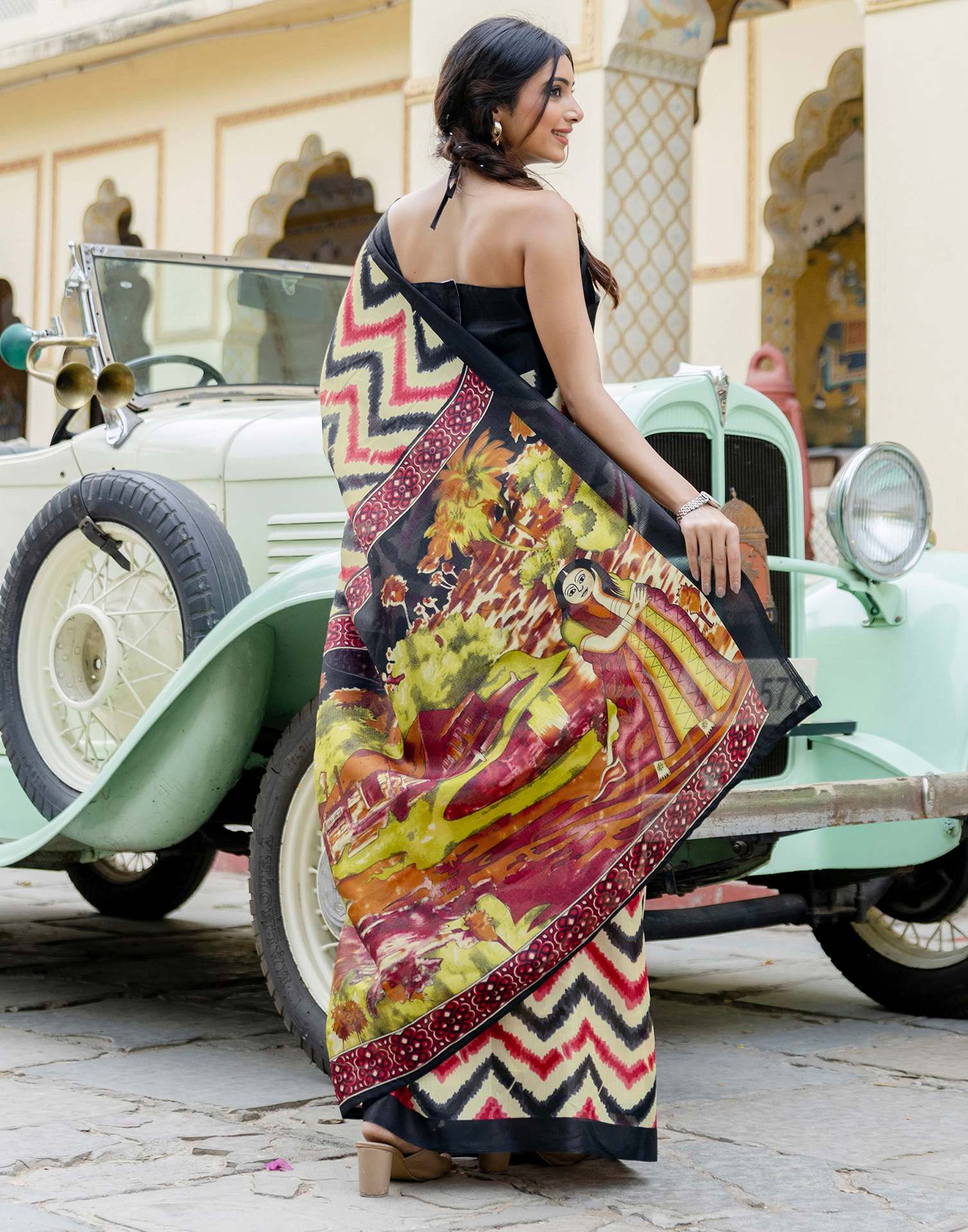 Beige Khadi Printed Saree - Image 7
