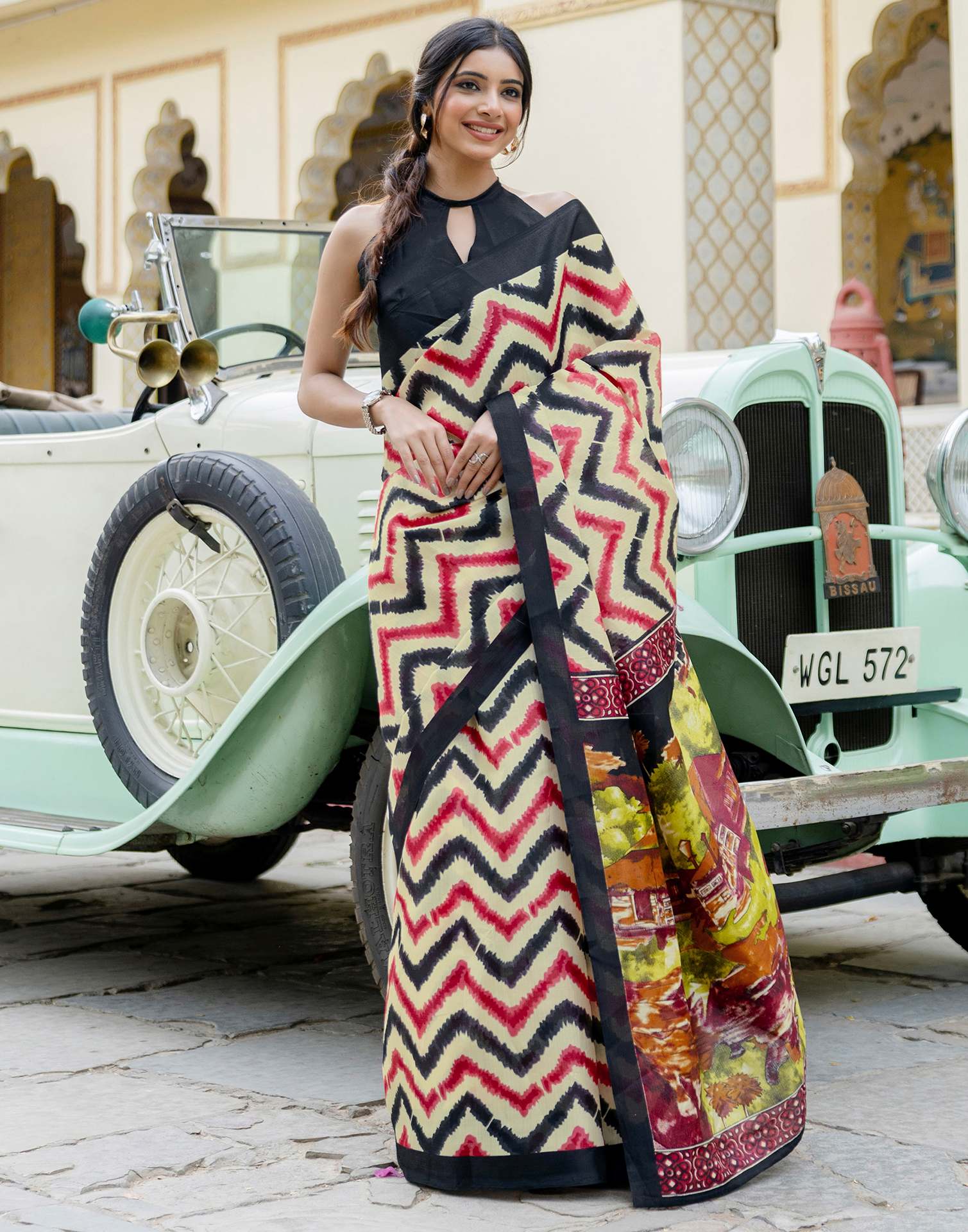 Beige Khadi Printed Saree - Image 8