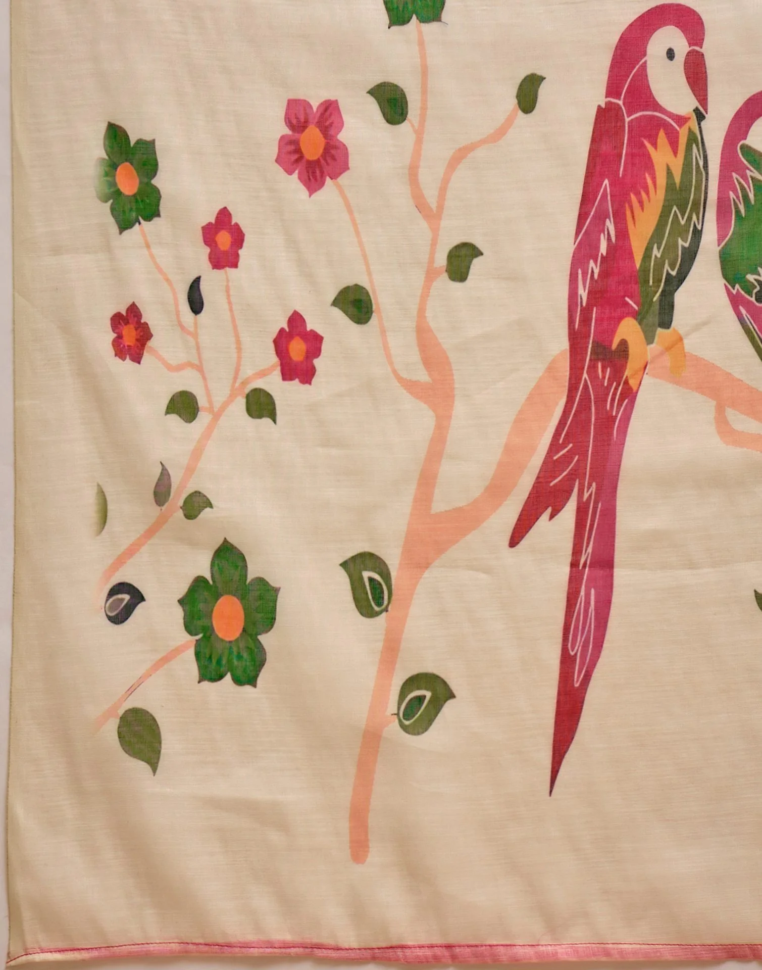 Beige Linen Printed Saree - Image 9