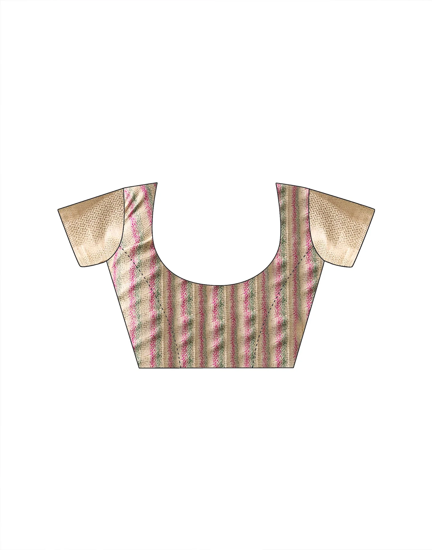 Beige Linen Silk Woven Printed Saree - Image 7