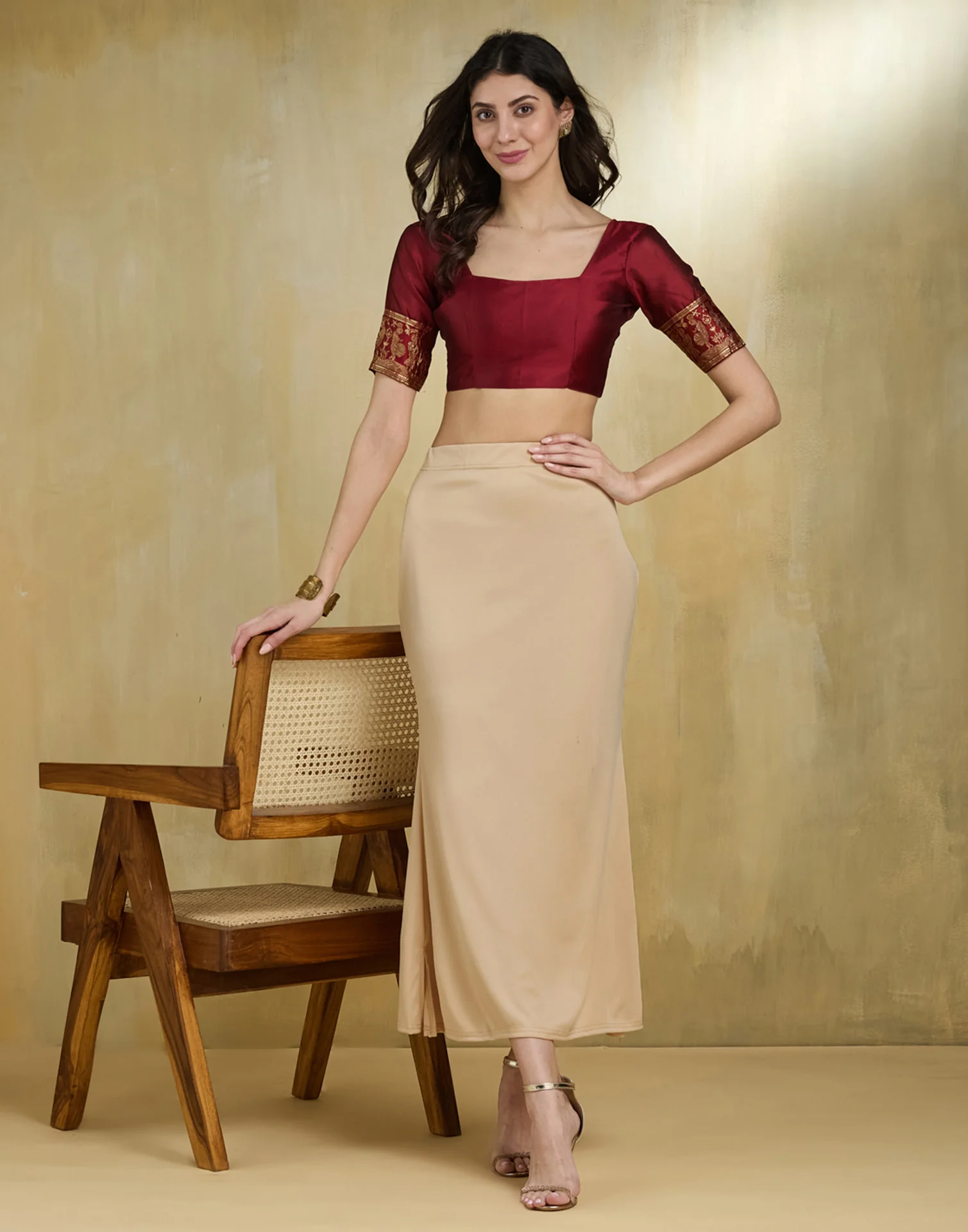 Beige Lycra Plain Elastic Waist Shapewear - Image 6