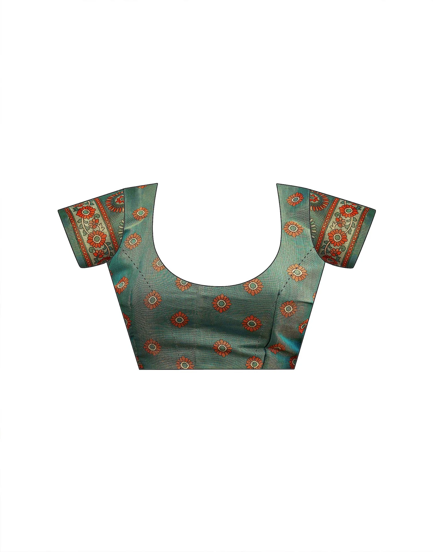 Beige Shimmer Silk Printed Kalamkari SareeĀ - Image 9