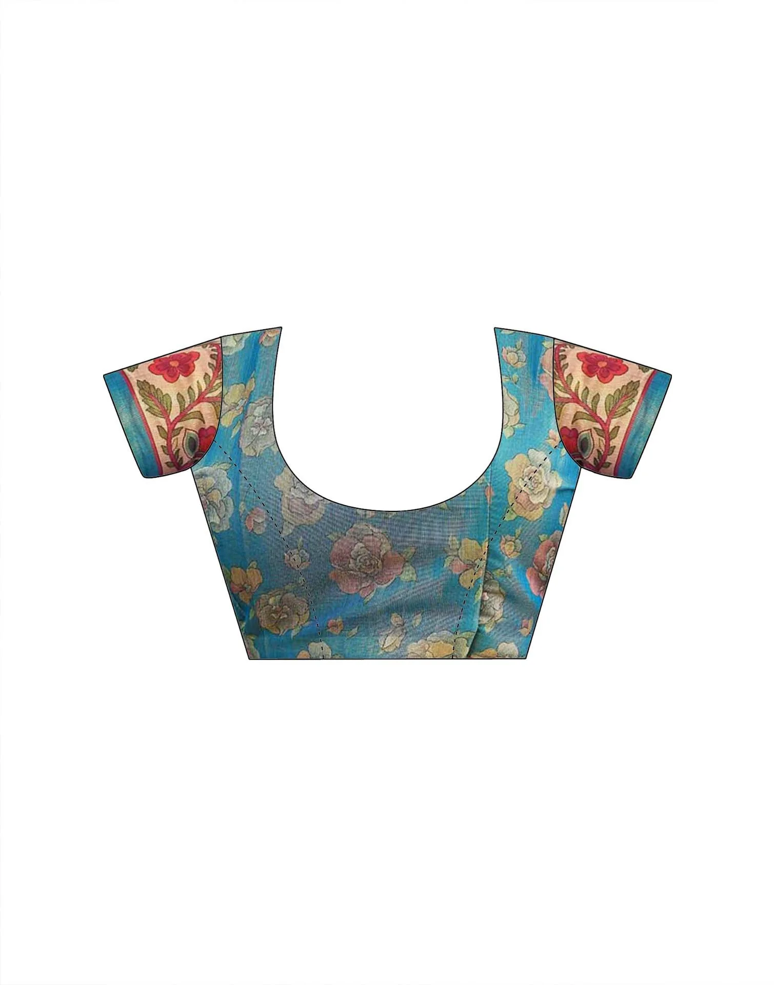 Beige Shimmer Silk Printed Kalamkari SareeĀ - Image 11
