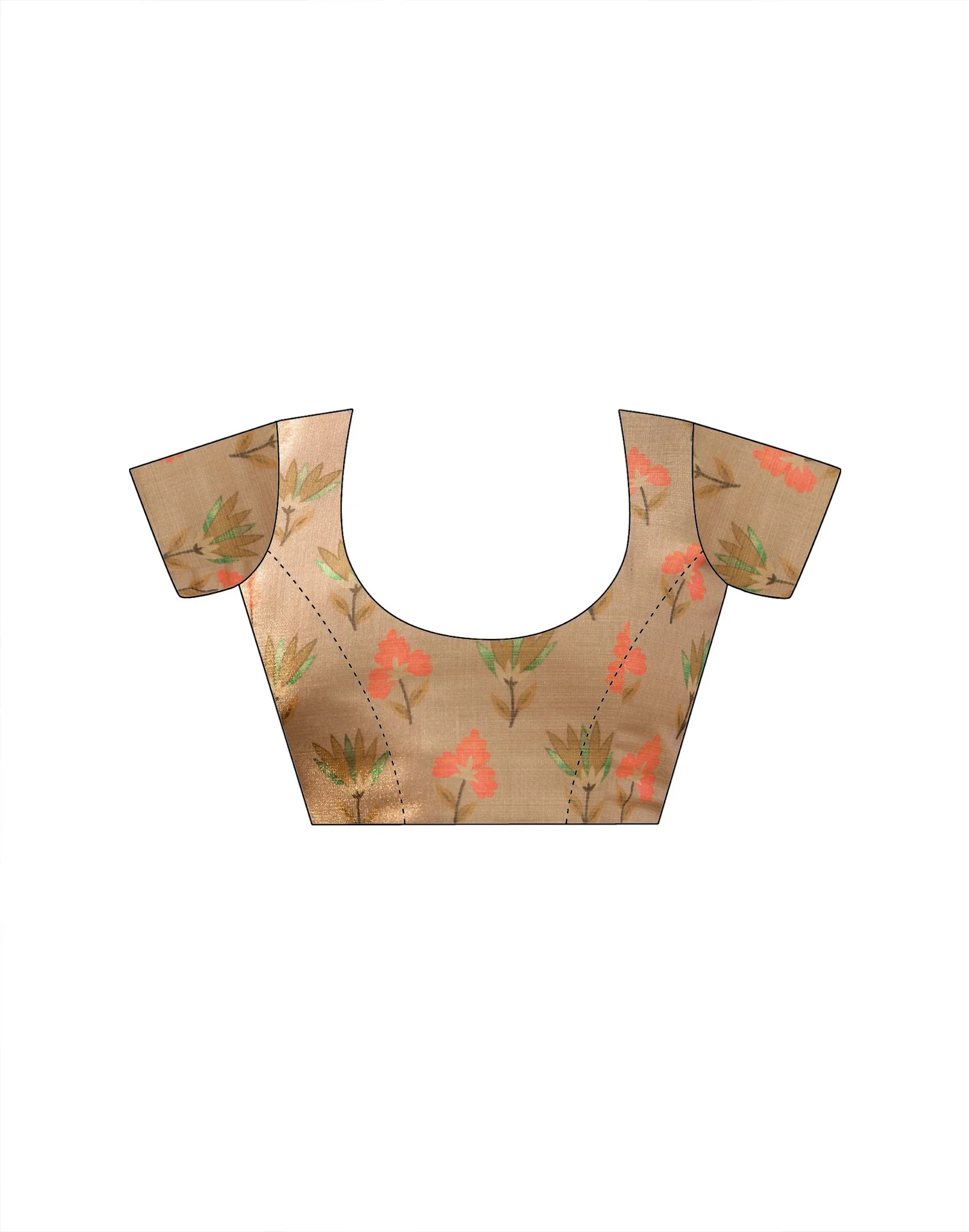 Beige Shimmer Silk Printed Saree - Image 10