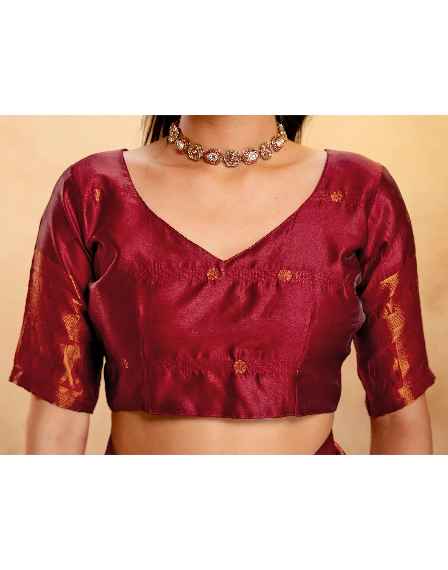 Beige Silk Woven Kanjivaram Saree - Image 14