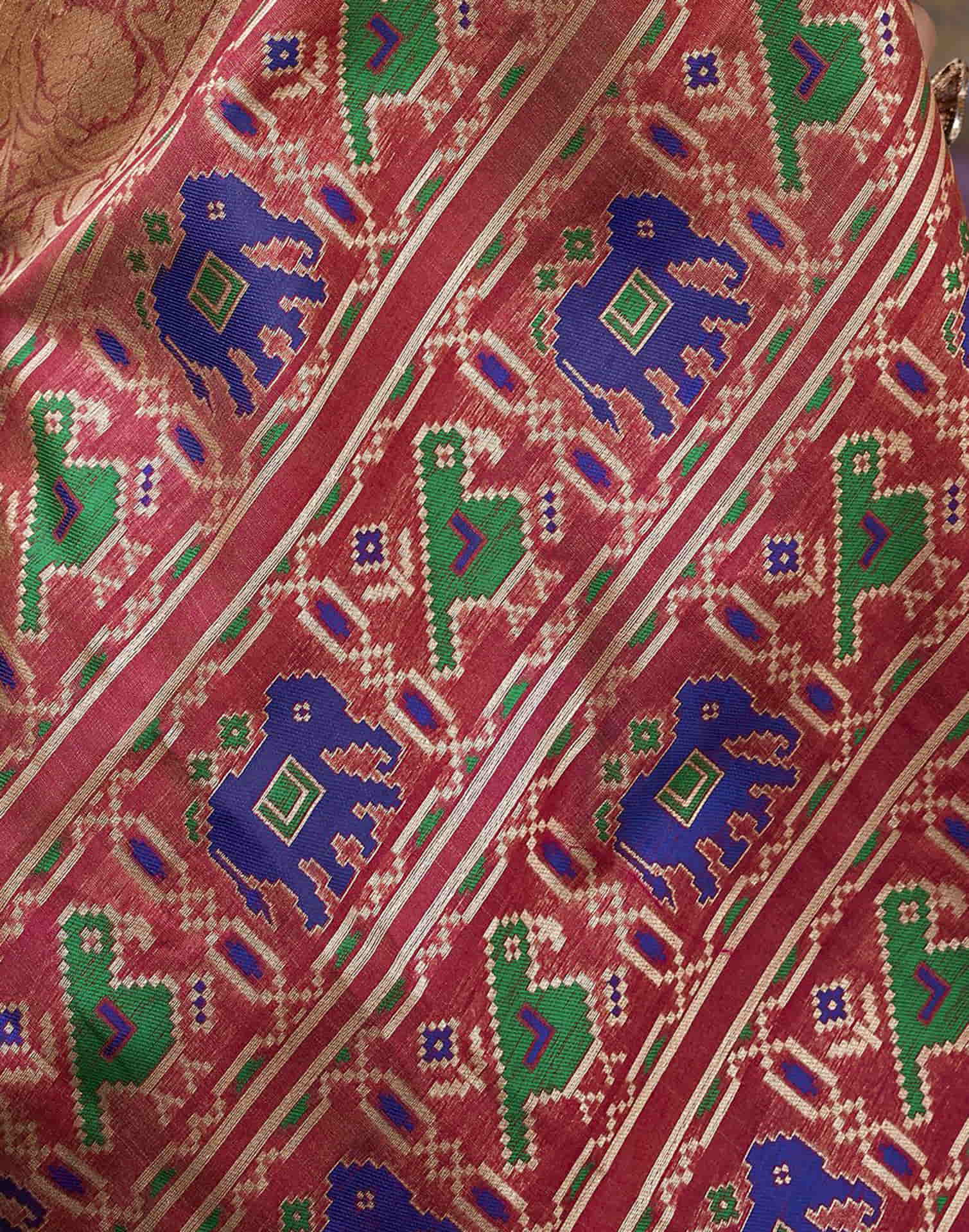 Beige Silk Woven Patola Saree - Image 6