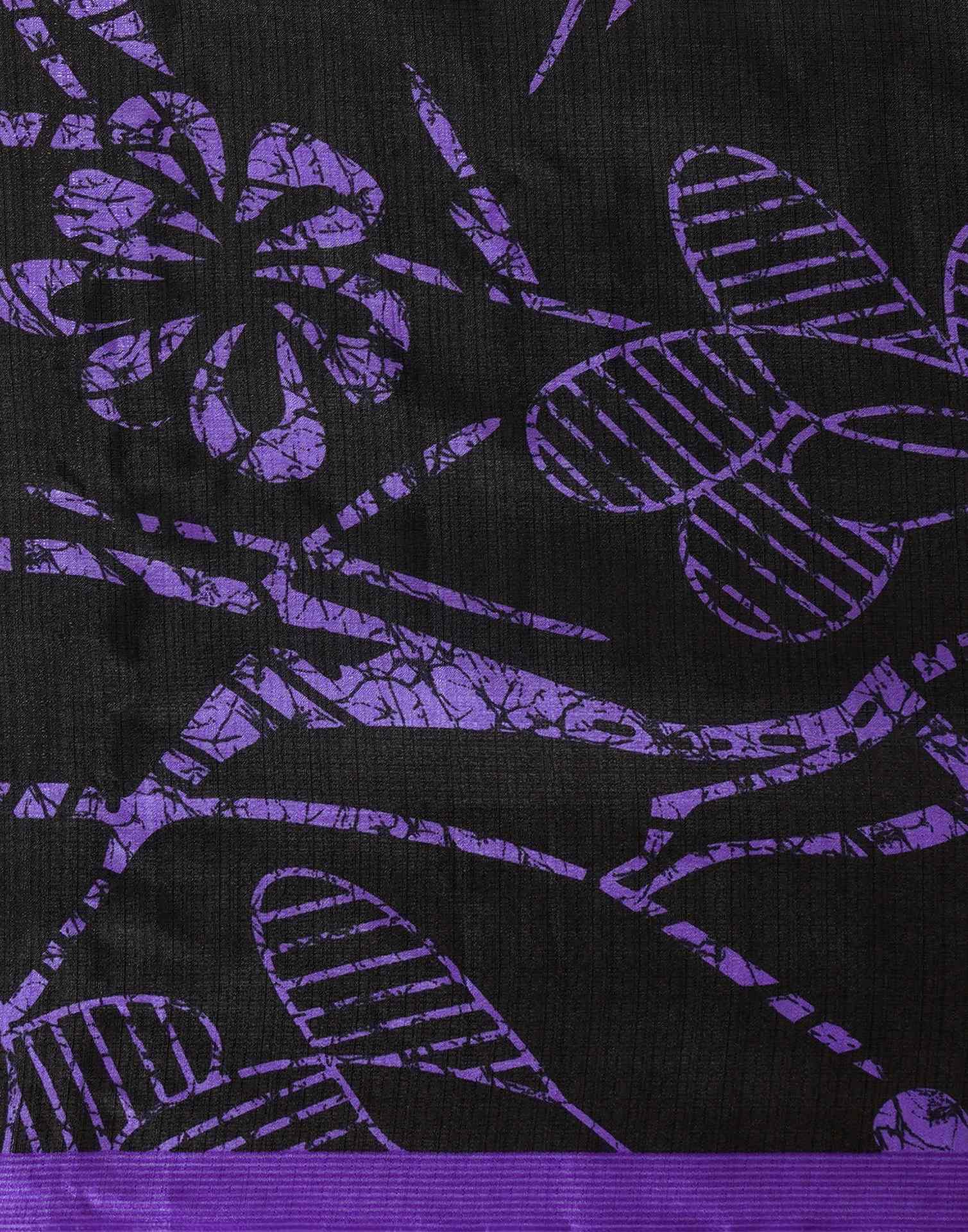 Black Cotton Blend Printed Saree - Image 10