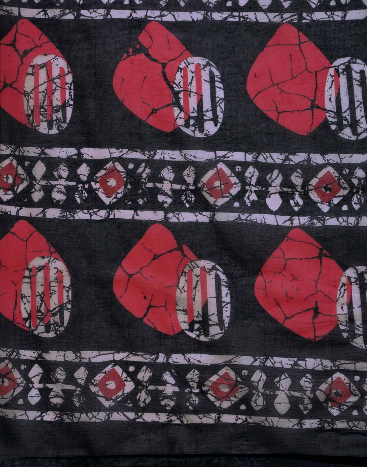 Black Cotton Linen Printed Saree - Image 9