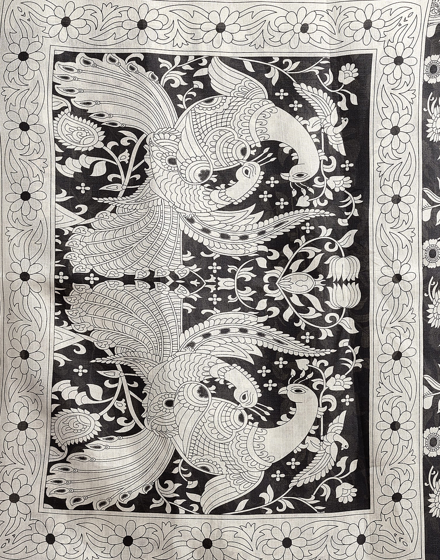 Black Cotton Blend Printed Saree - Image 10