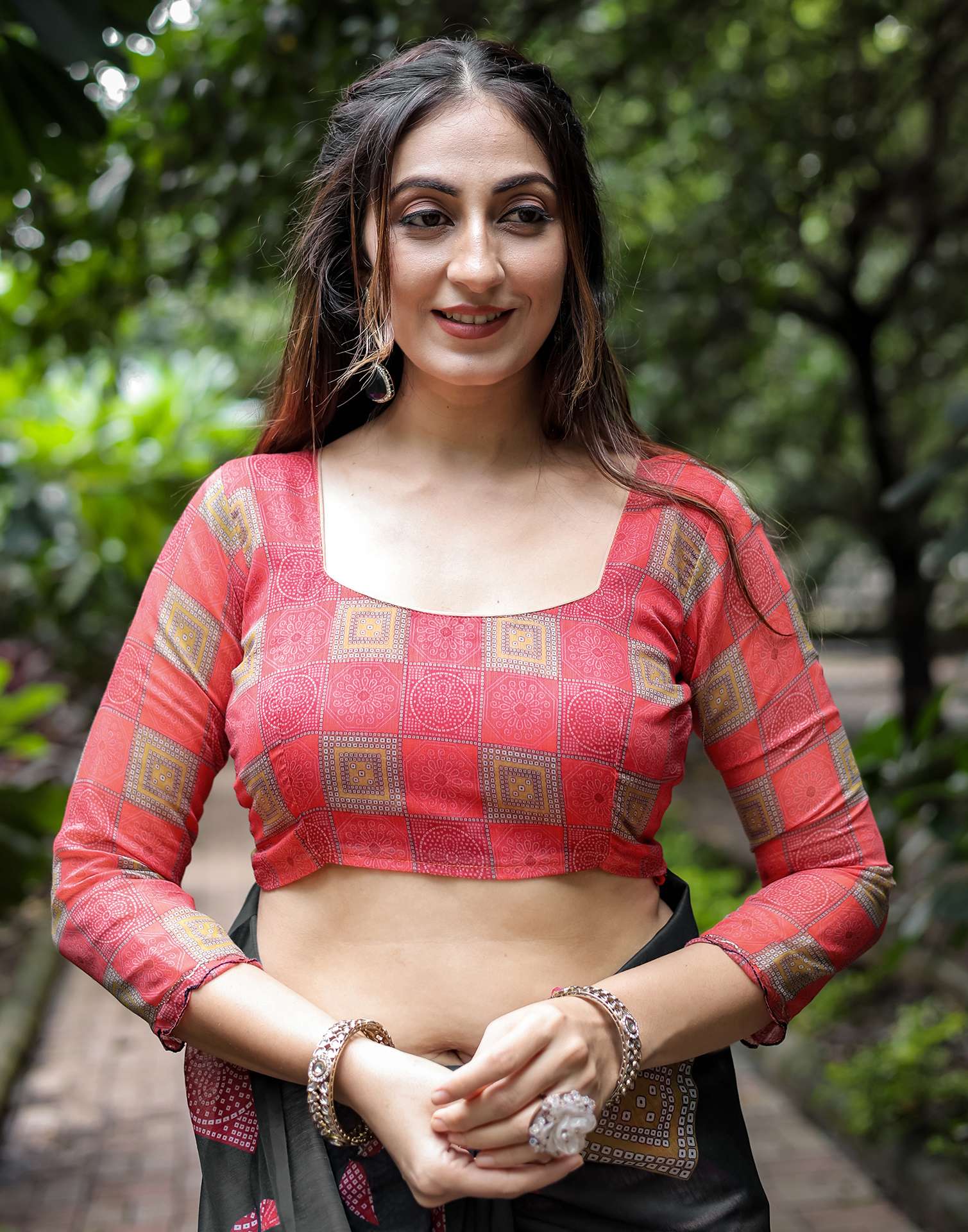 Black Cotton Printed Saree - Image 13