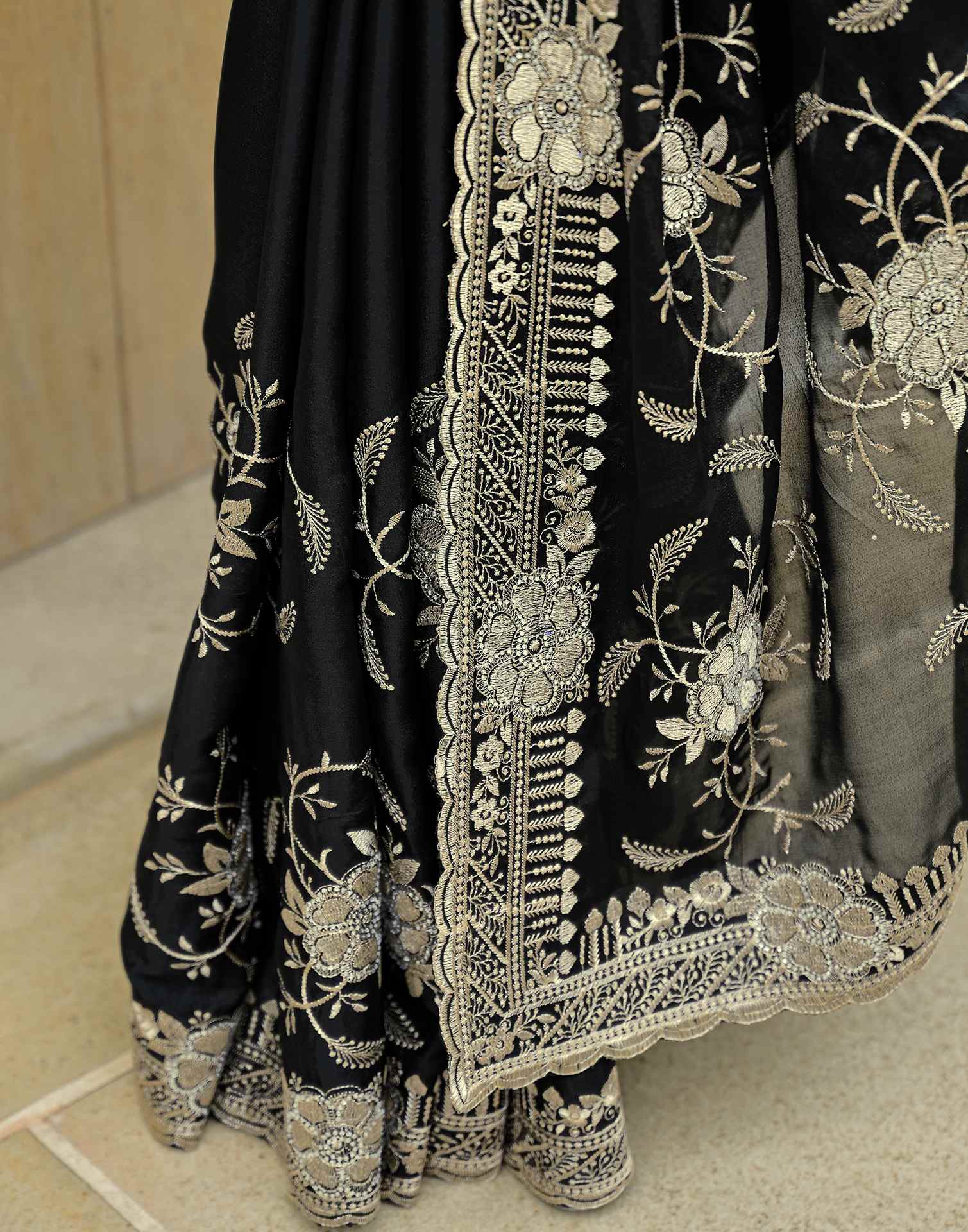 Black Georgette Embroidery Saree - Image 10