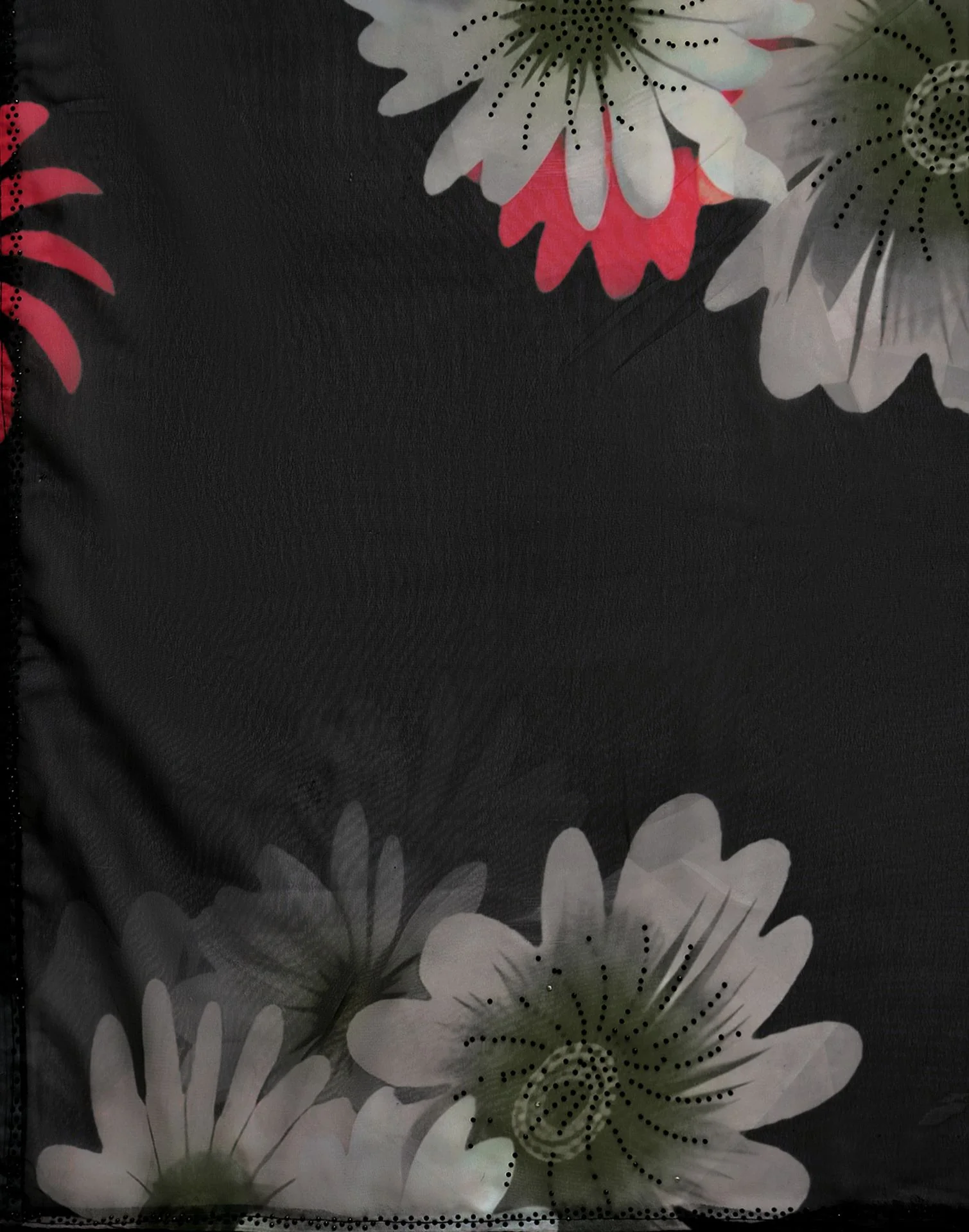 Black Georgette Floral Printed Saree - Image 9