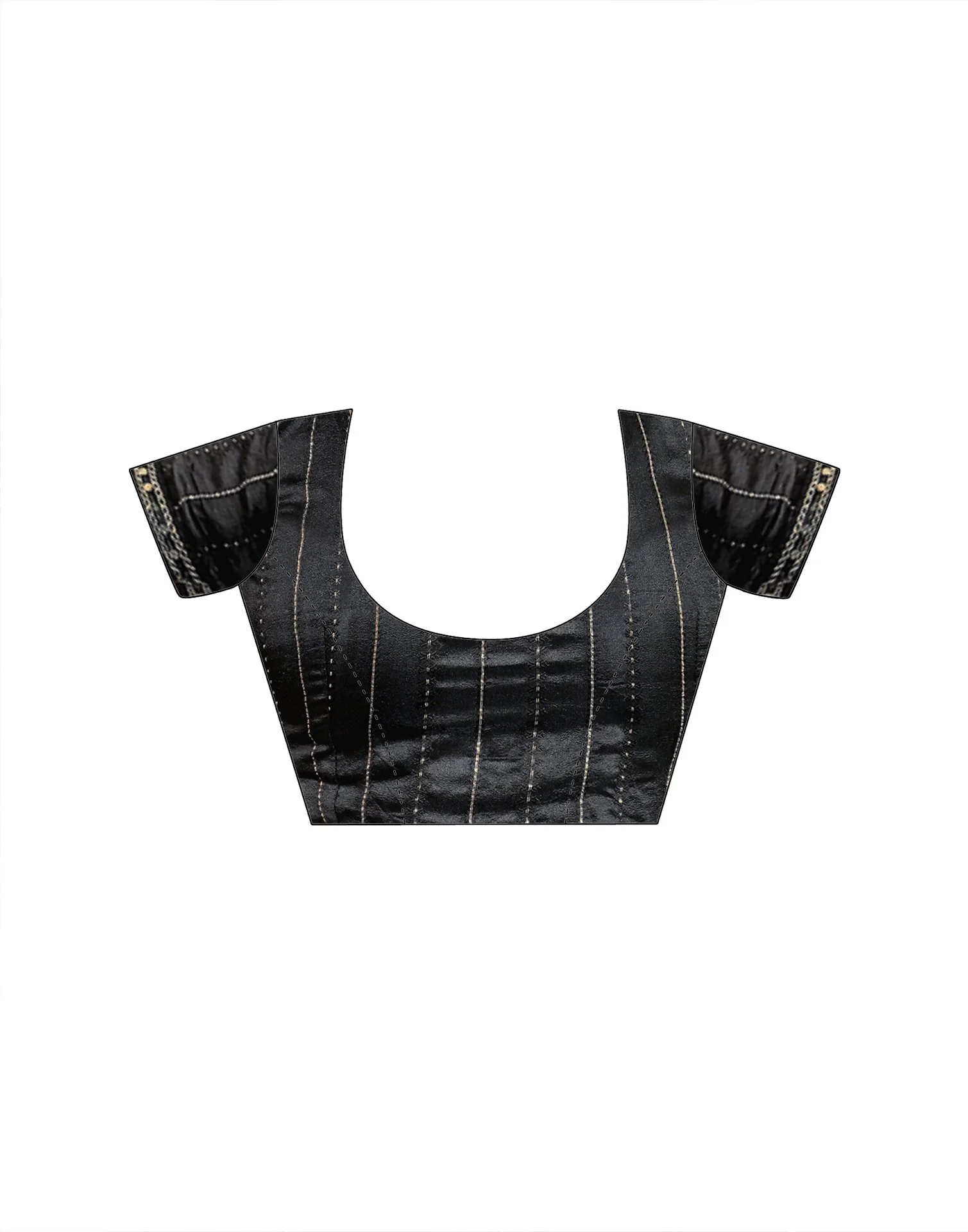 Black Georgette Foil Printed Lace Saree - Image 10