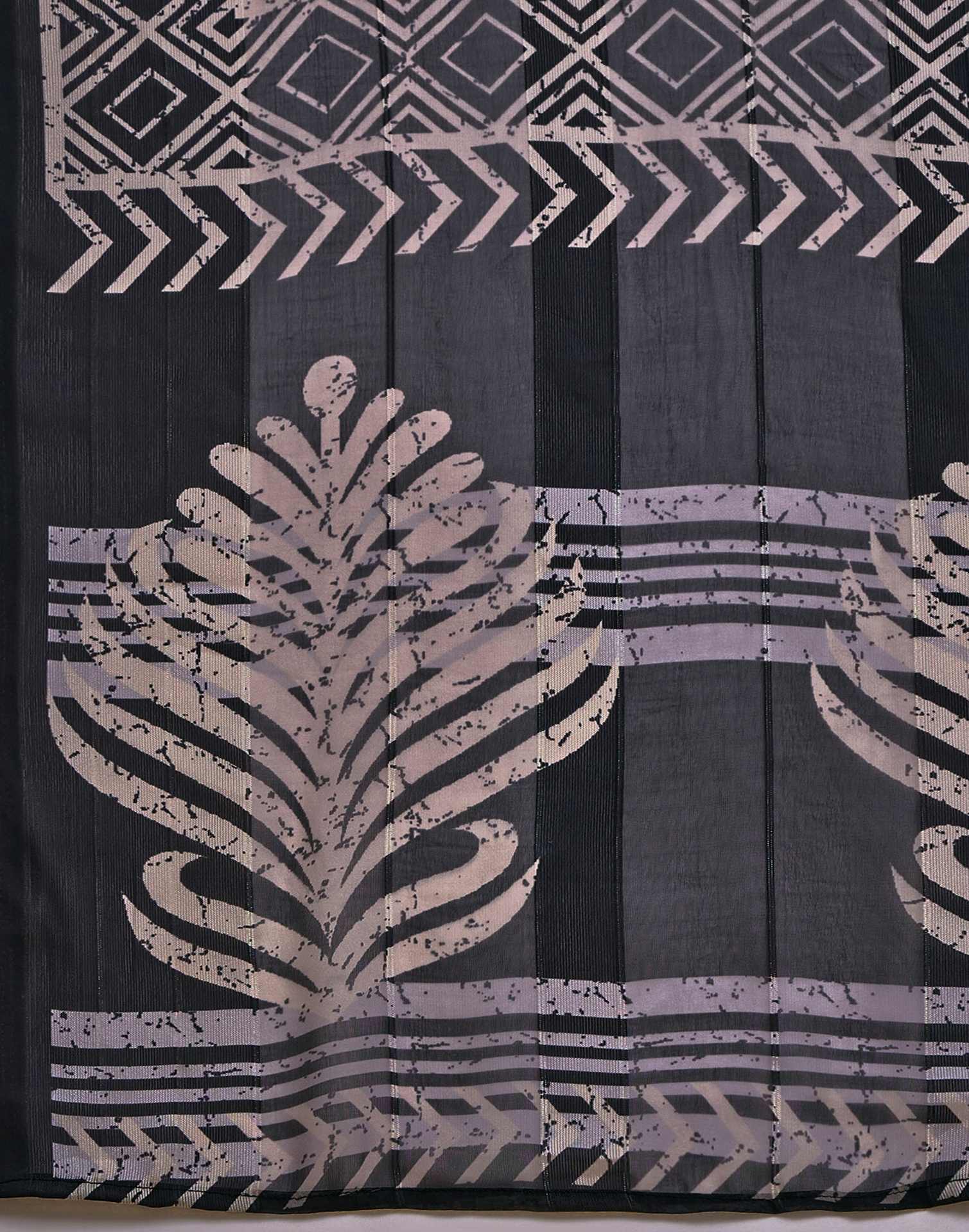 Black Georgette Printed Saree - Image 9