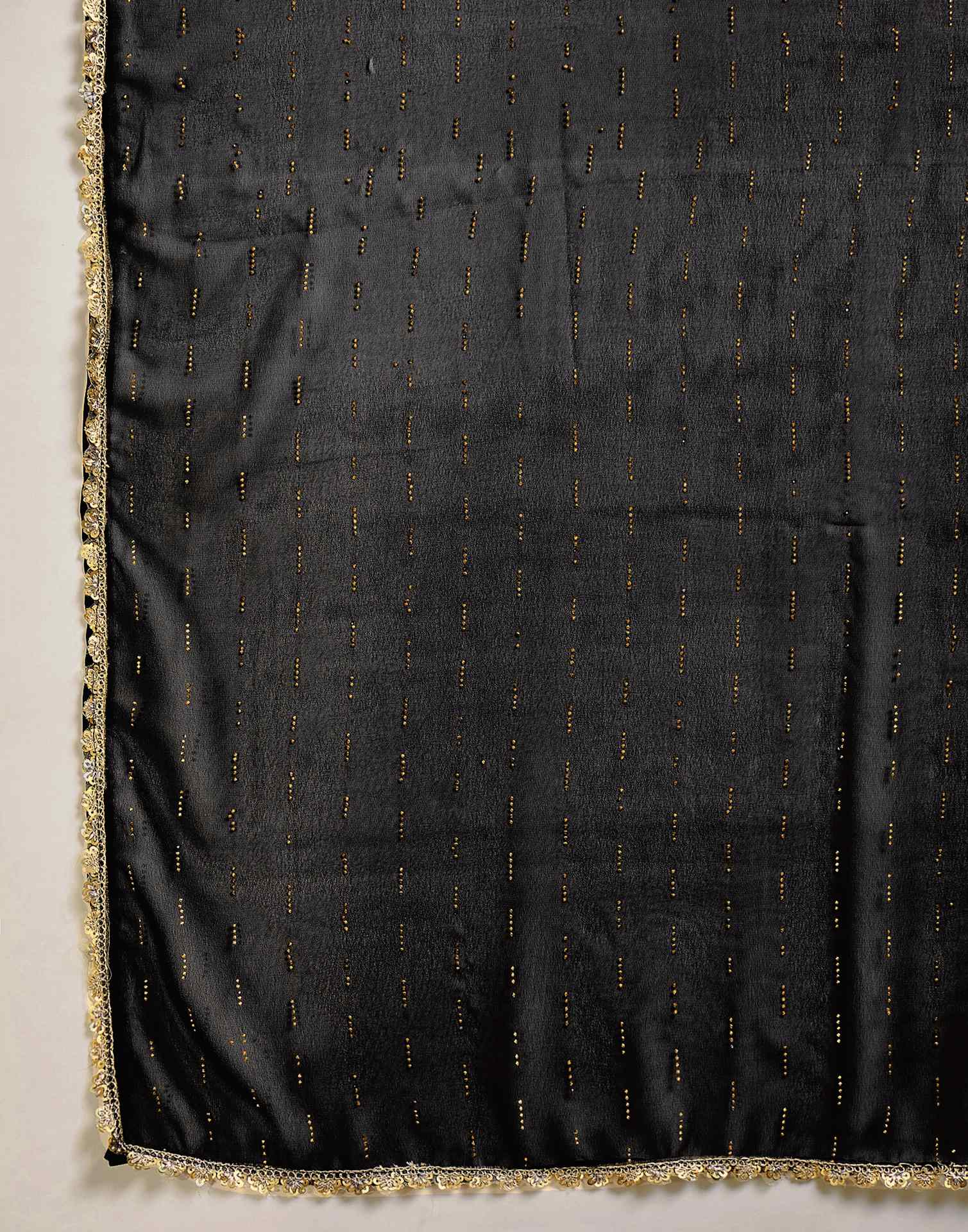 Black Georgette Stone Work Lace Saree - Image 9