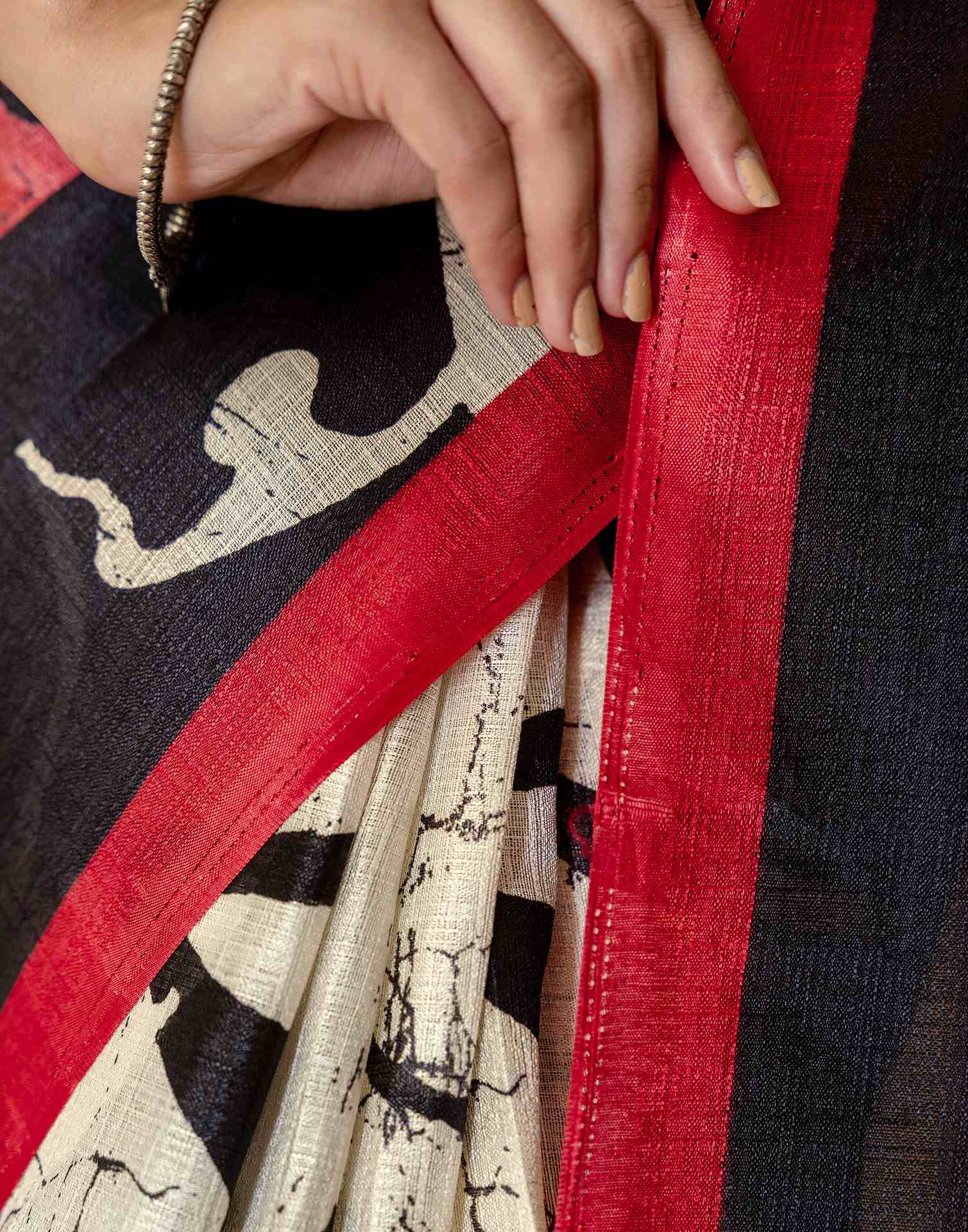 Black Khadi Printed Saree - Image 10
