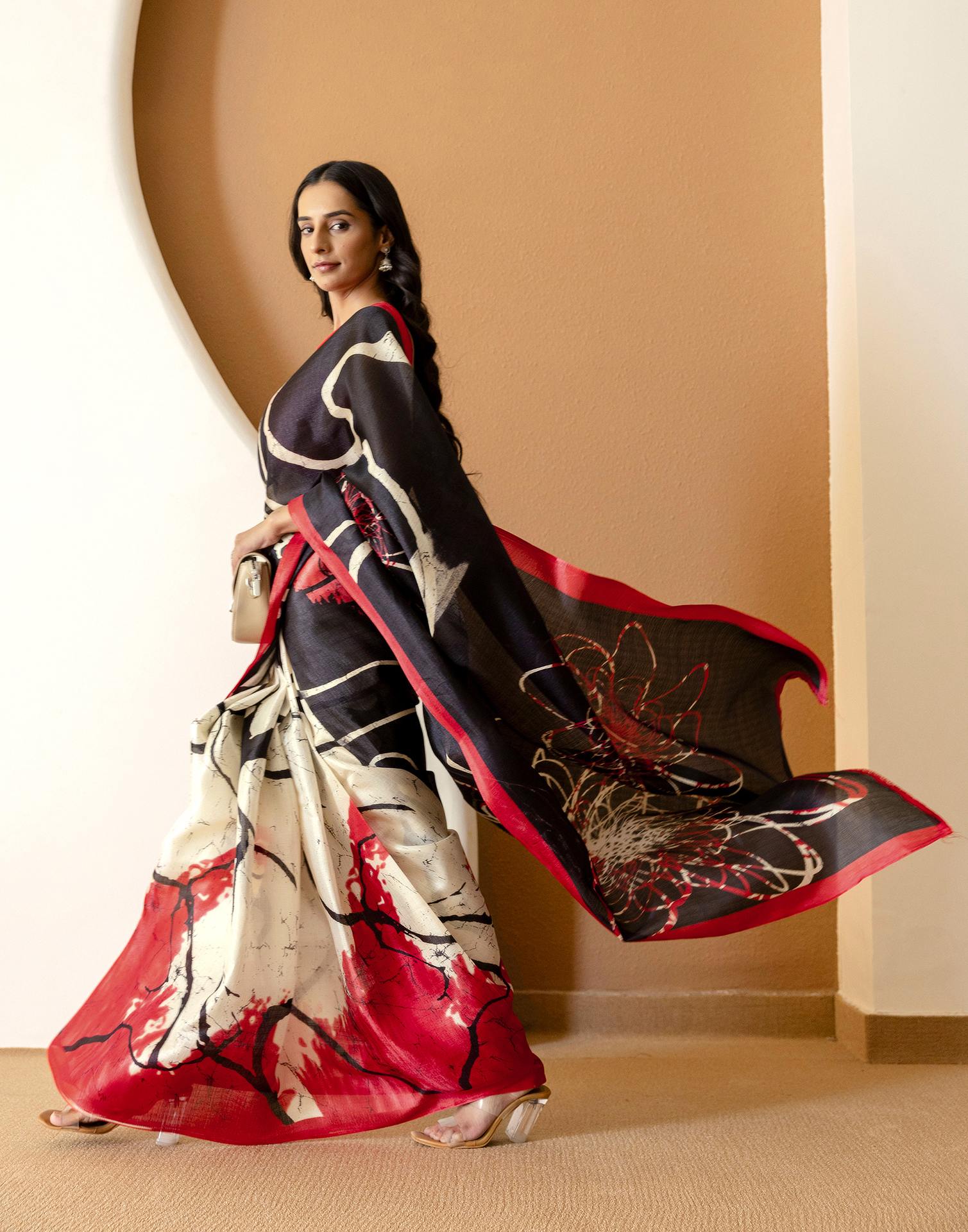 Black Khadi Printed Saree - Image 6