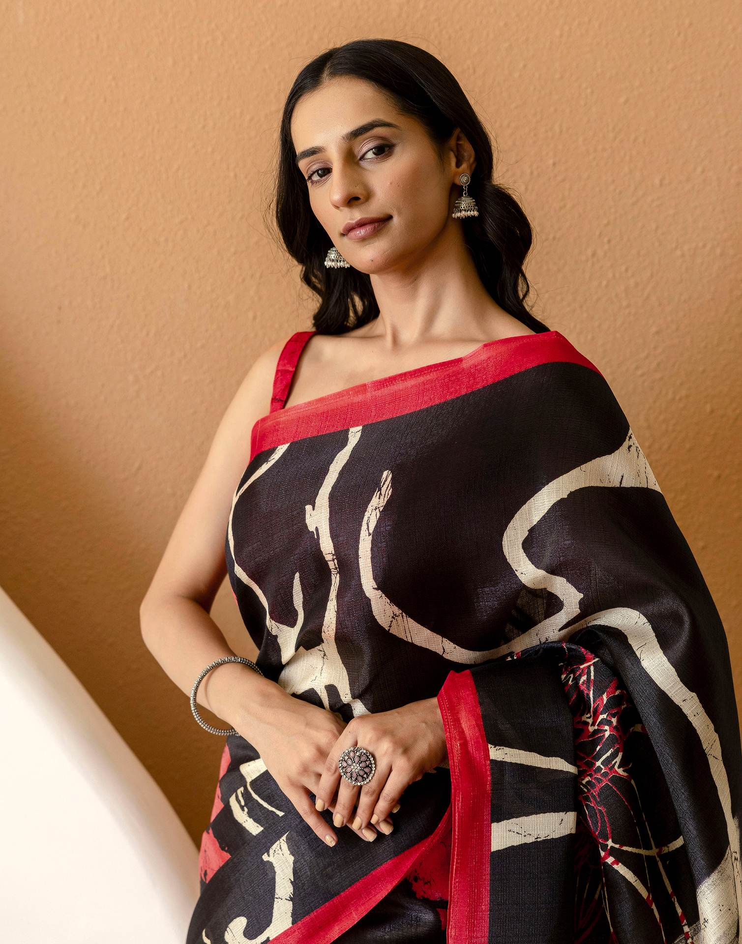 Black Khadi Printed Saree - Image 8