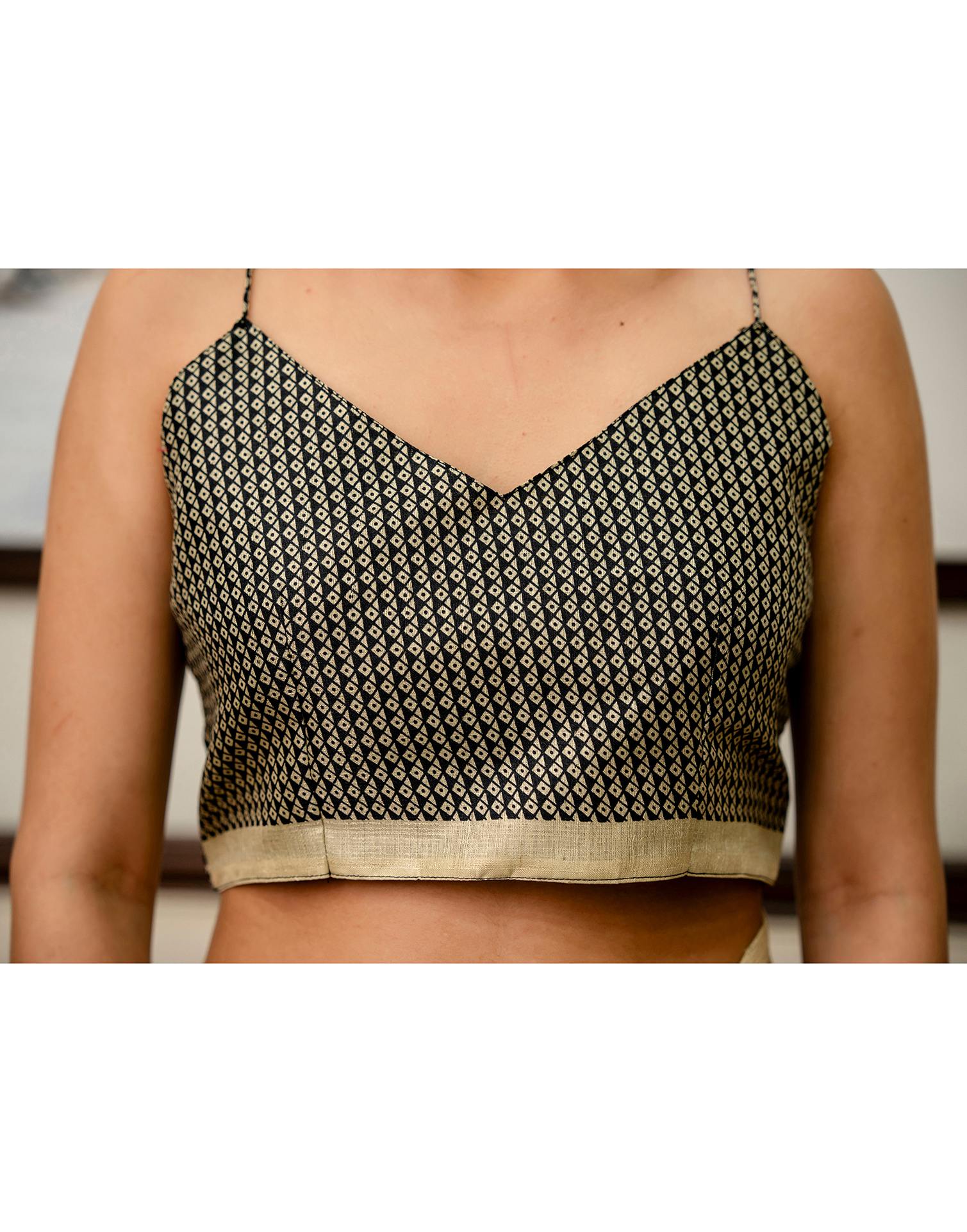 Black Khadi Printed Saree - Image 12