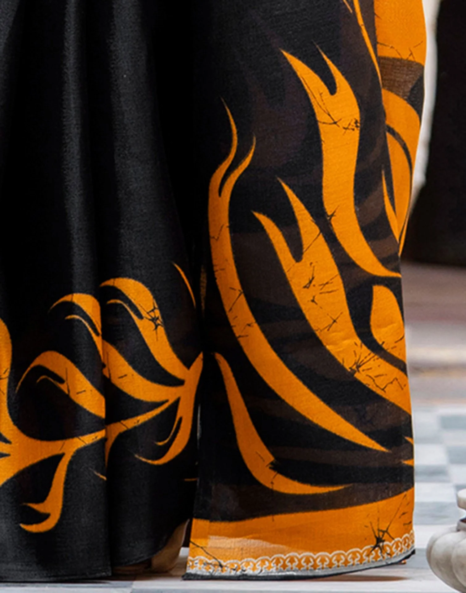 Black Khadi Printed Saree - Image 10