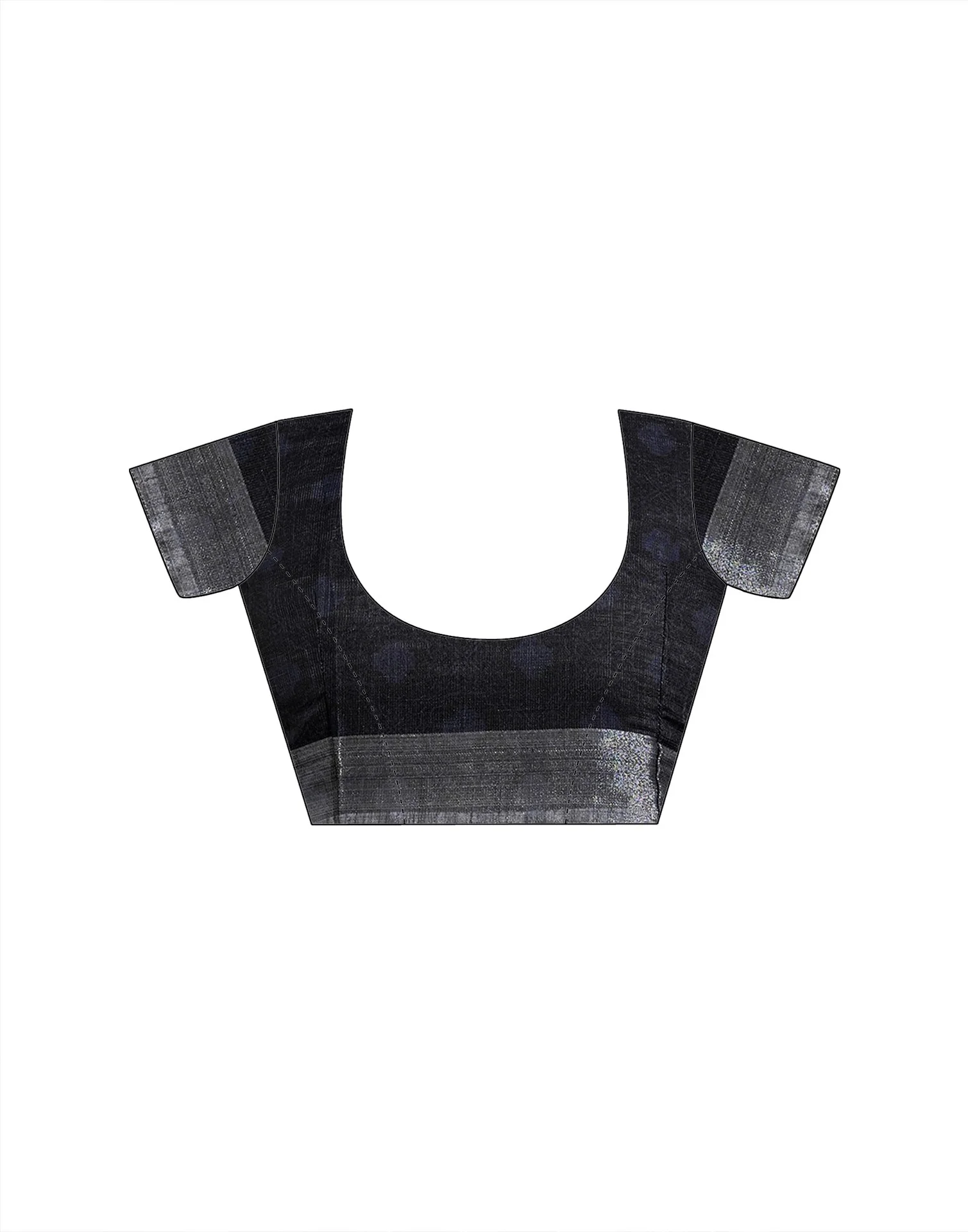Black Linen Woven Printed Saree - Image 10