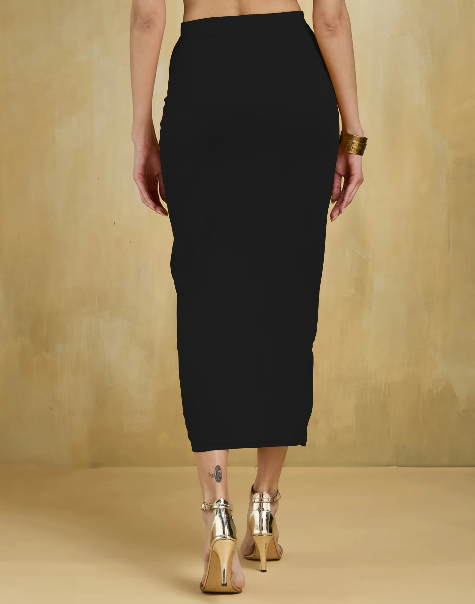 Black Lycra Plain Elastic Waist Shapewear - Image 5