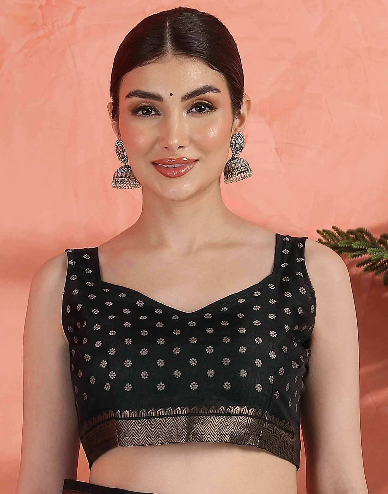 Black Silk Printed Saree - Image 10