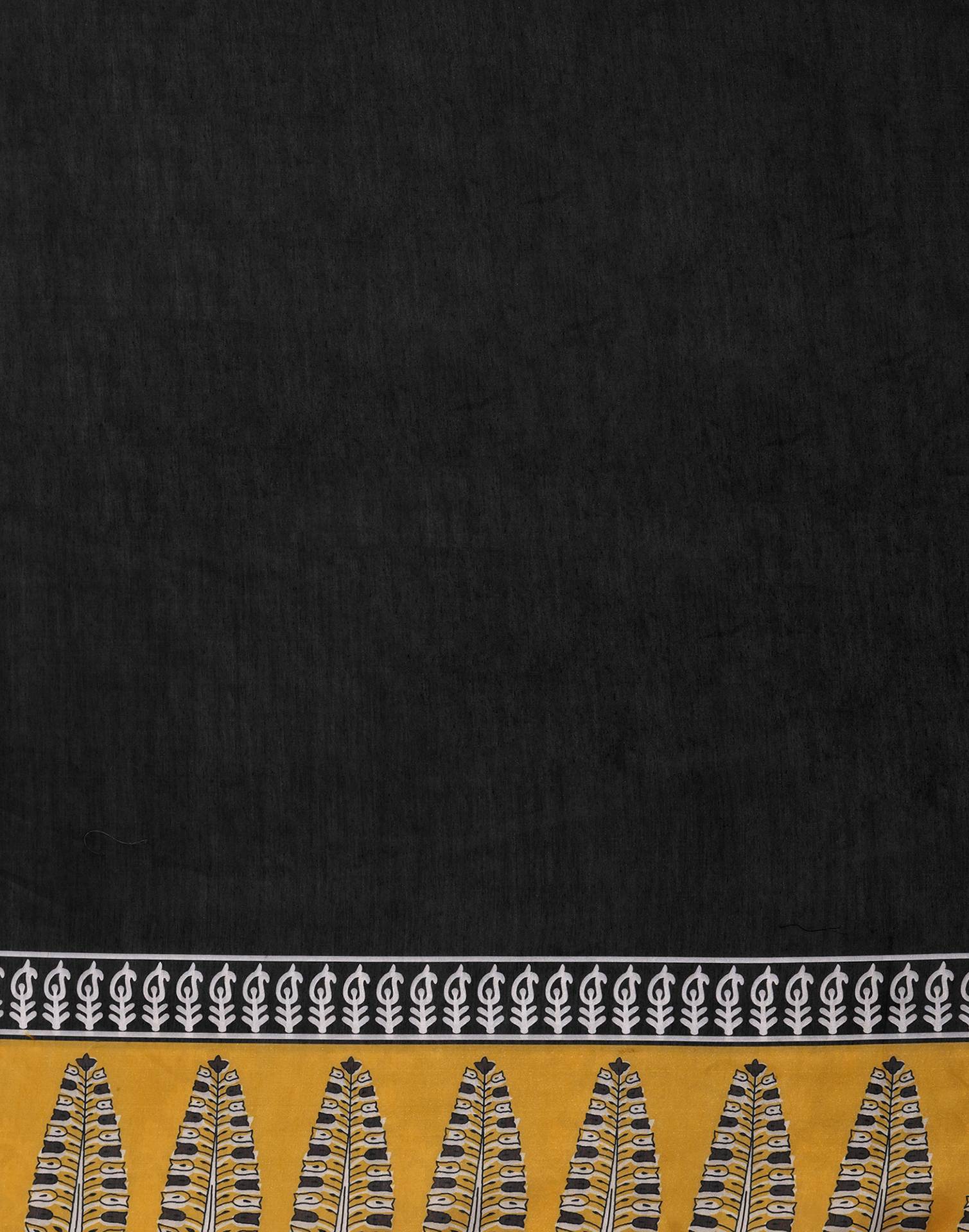 Black Silk Printed Saree - Image 9