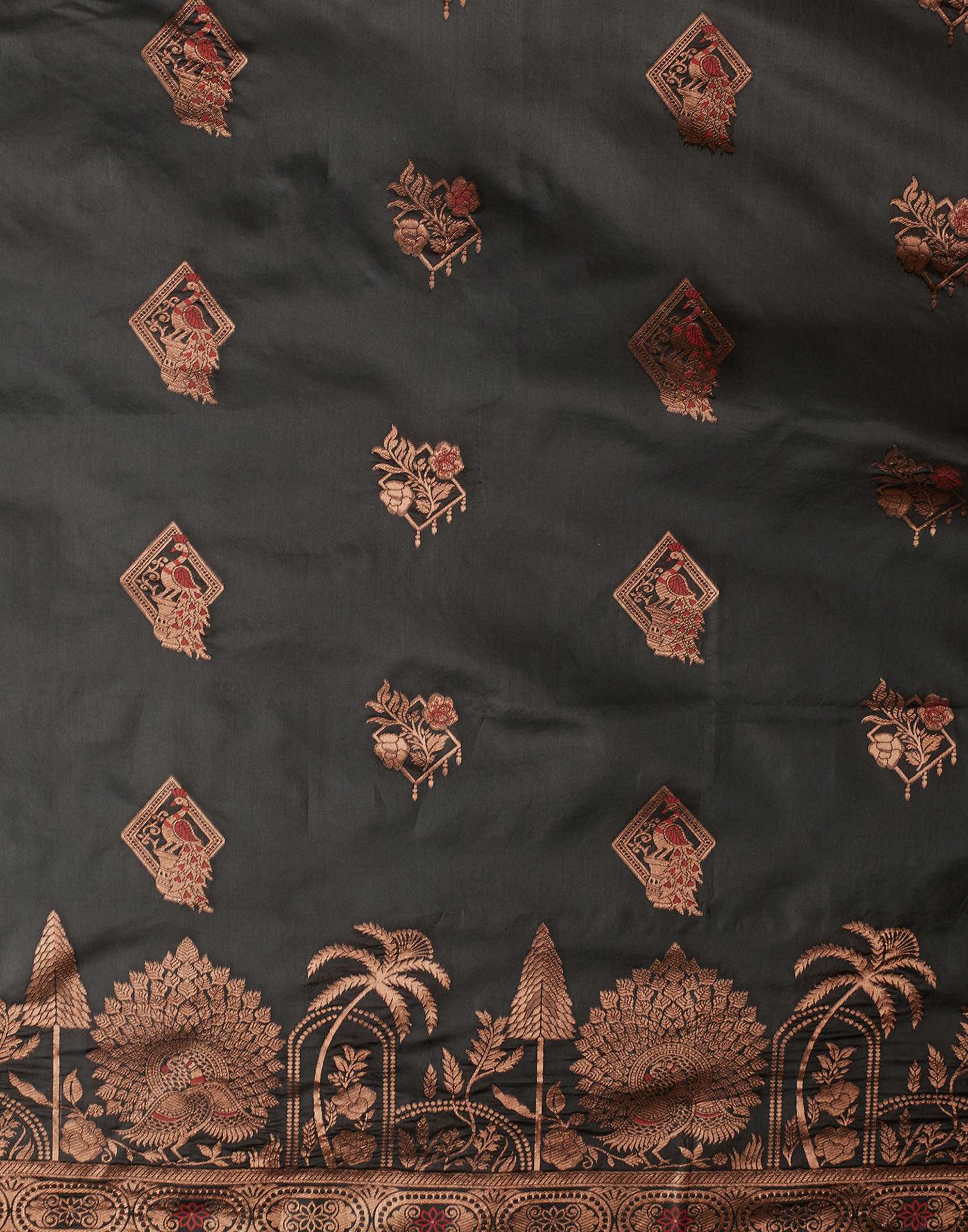 Black Silk Woven Banarasi Saree - Image 8