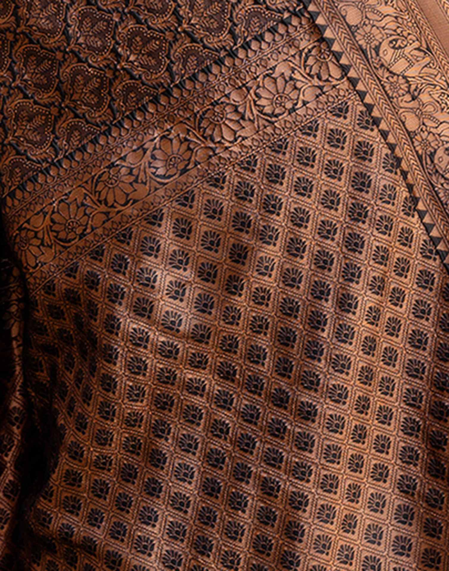 Black Silk Woven Kanjivaram Saree - Image 11