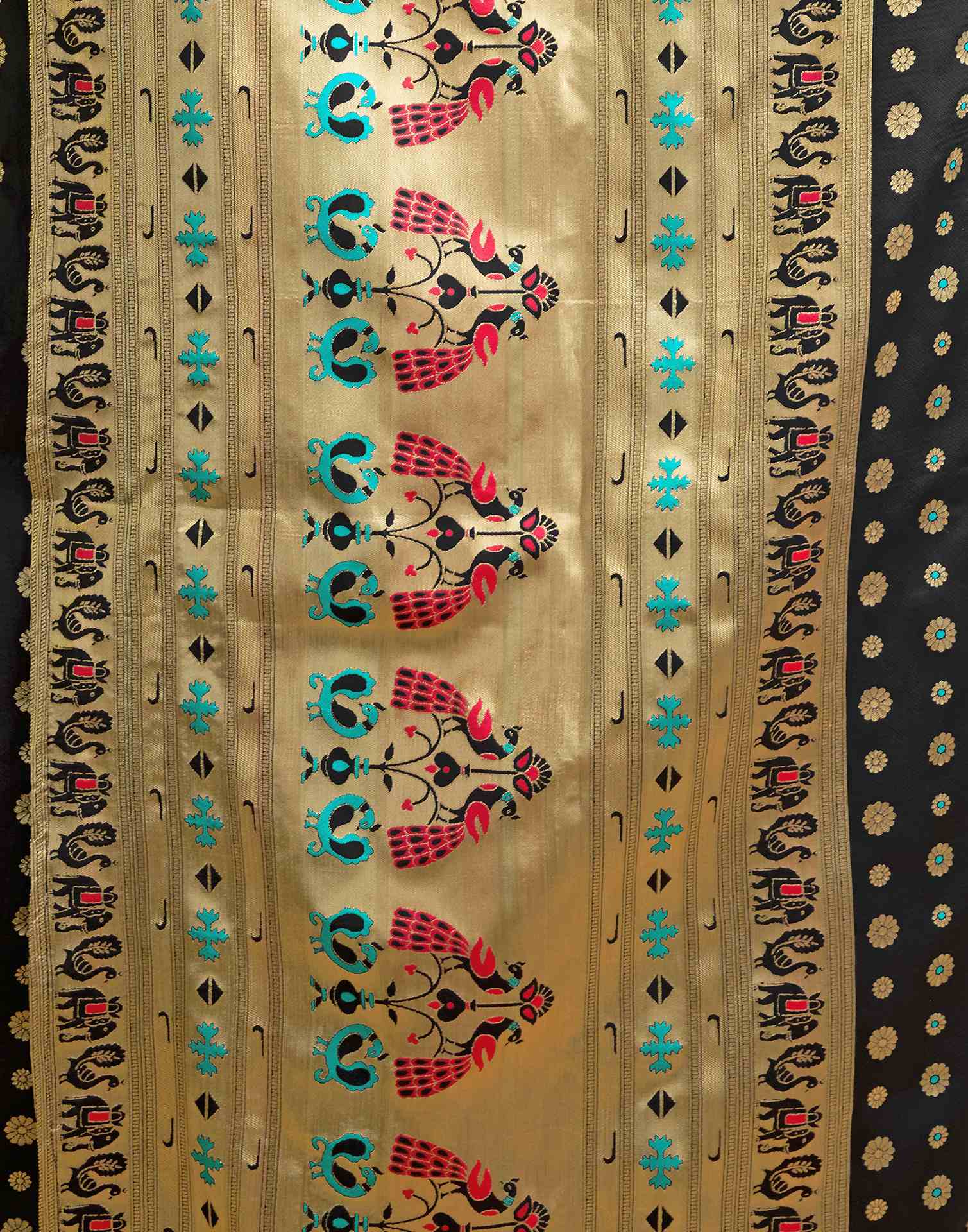 Black Silk Woven Paithani Saree - Image 7