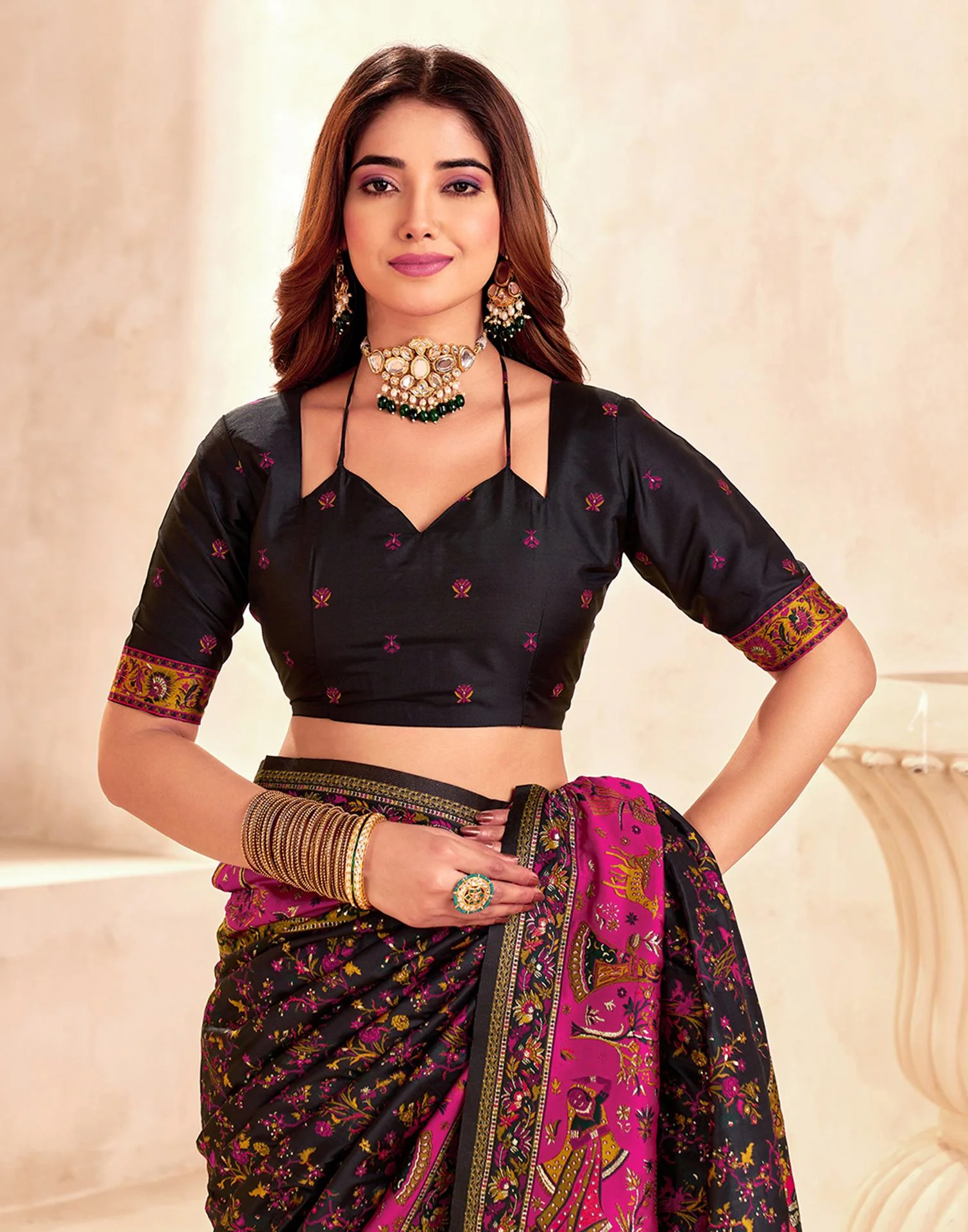 Black Silk Woven Patola Saree - Image 8