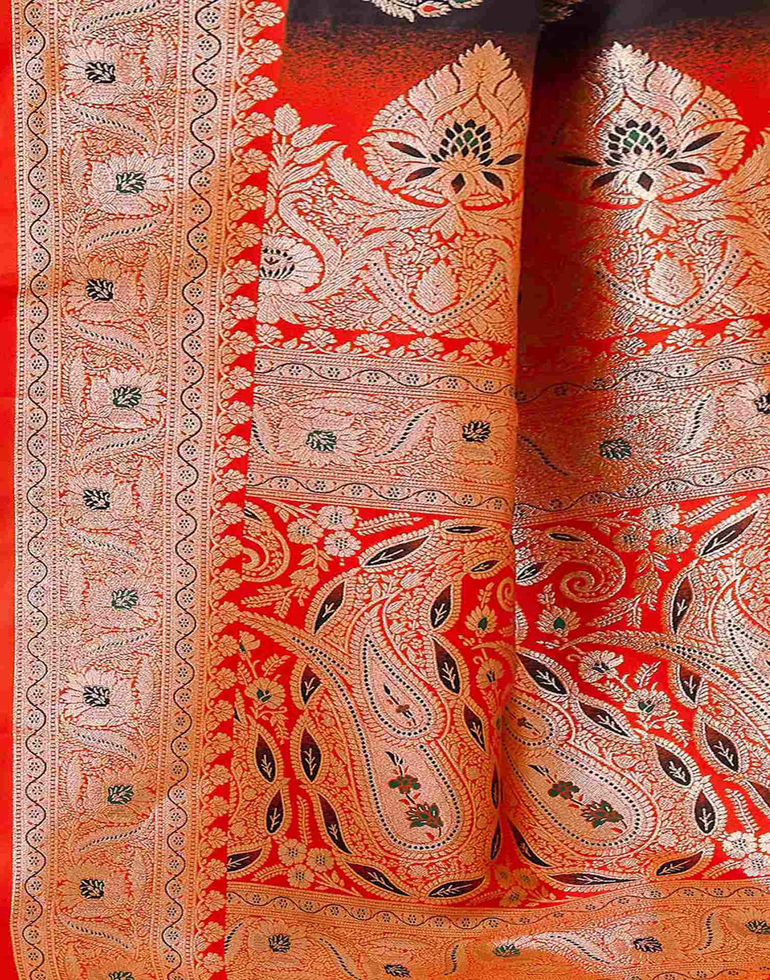 Black Silk Woven Saree - Image 7