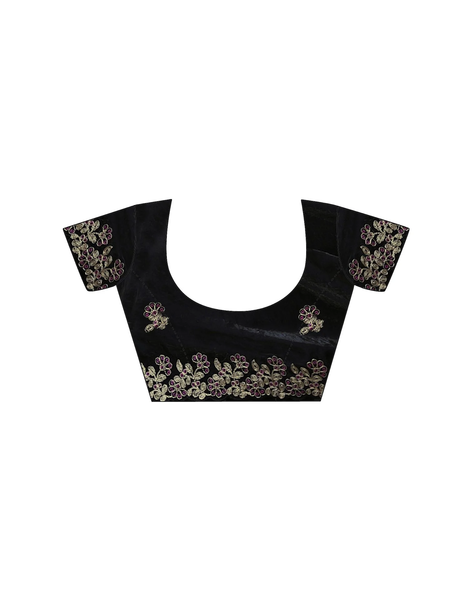 Black Tissue Silk Sequence Embroidery Saree - Image 11