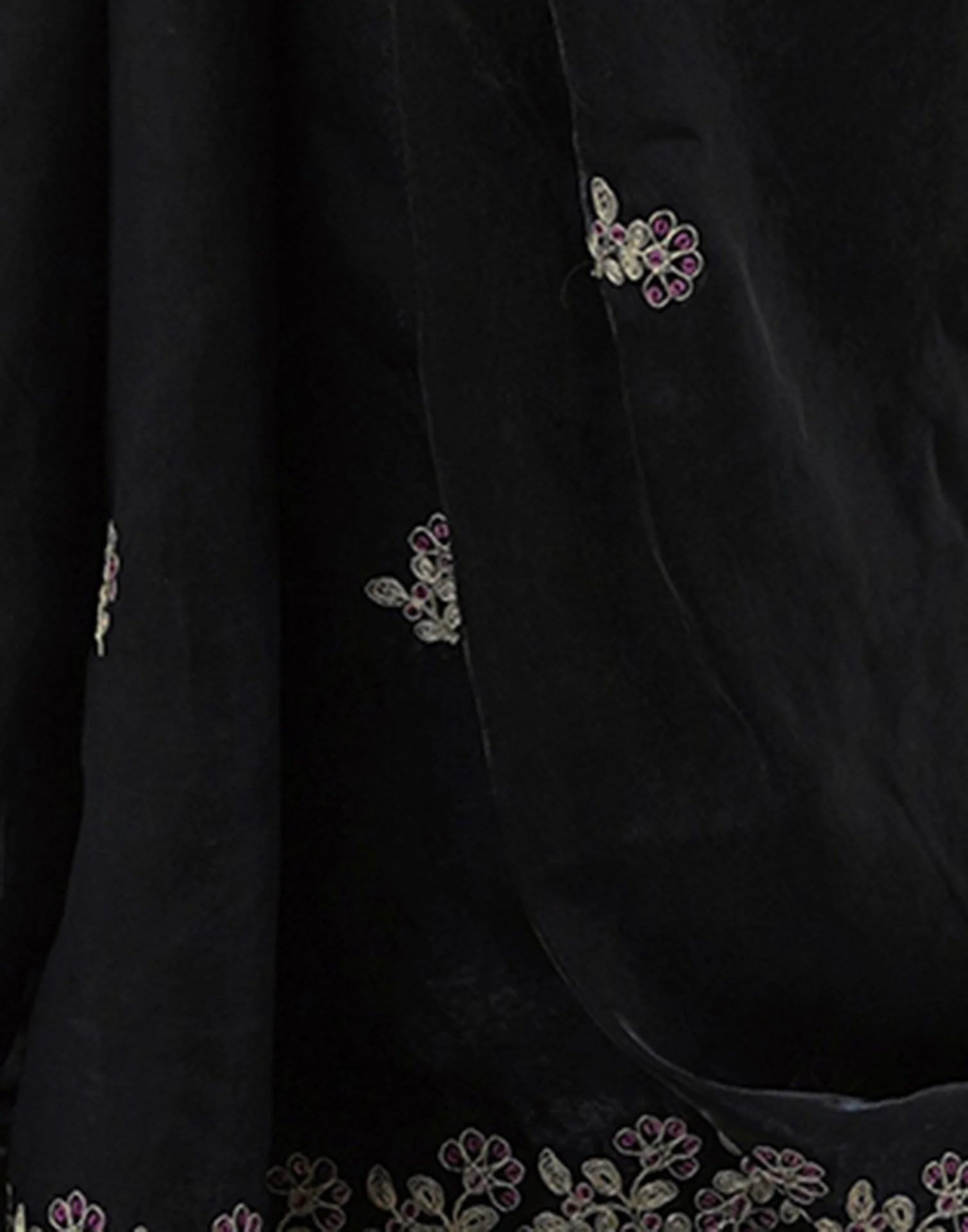 Black Tissue Silk Sequence Embroidery Saree - Image 9
