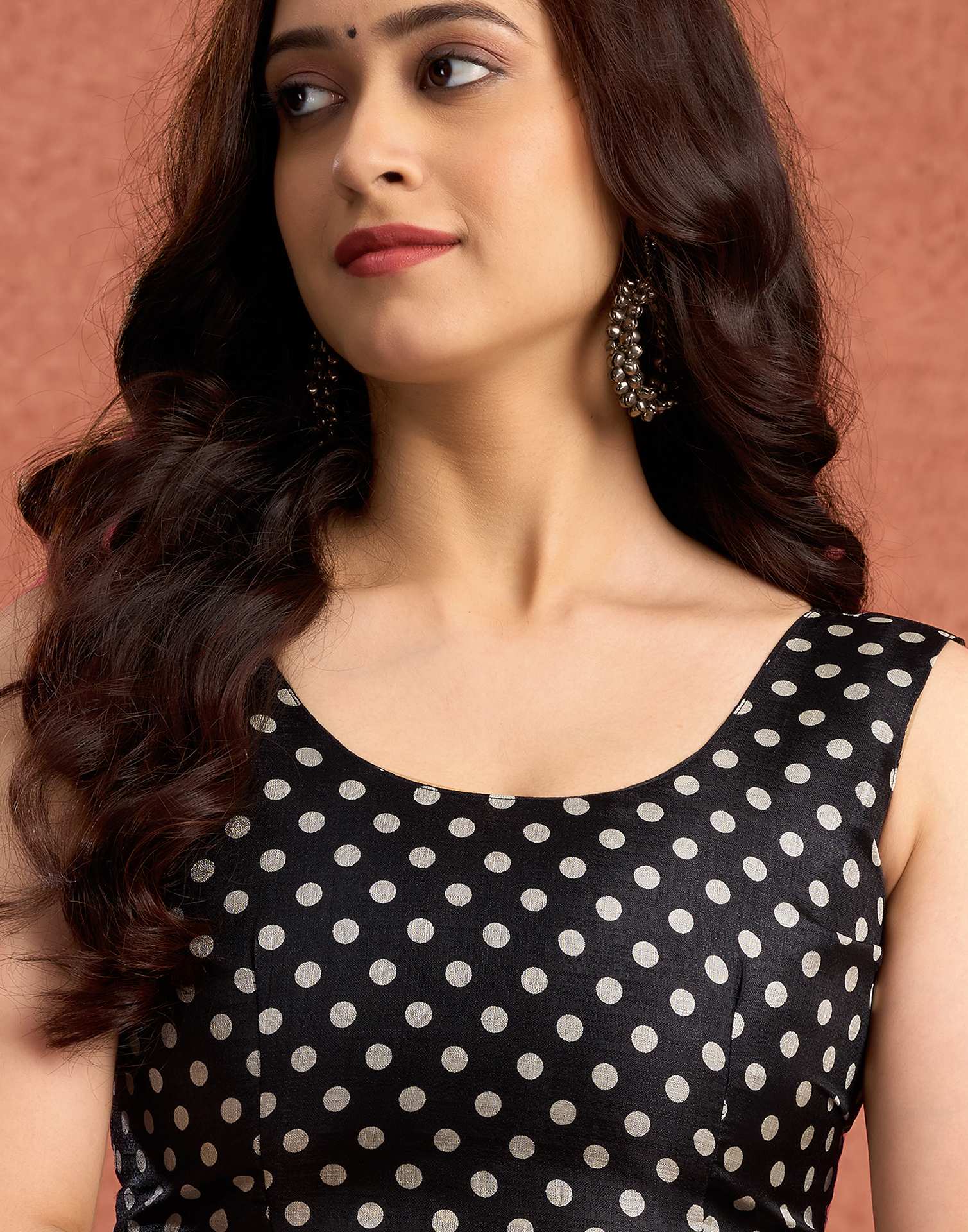 Black Vichitra Silk Printed Saree - Image 7