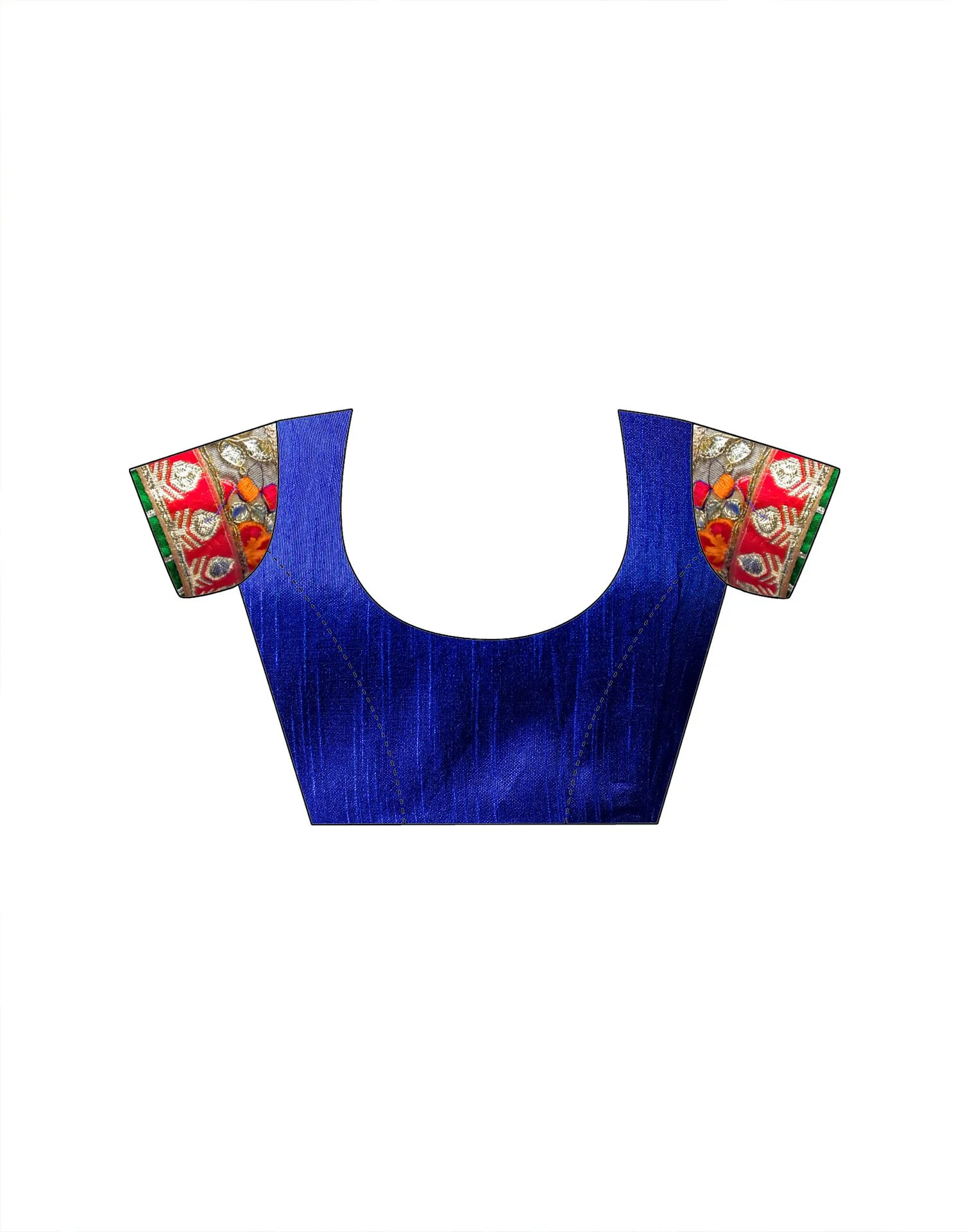 Blue Chiffon Bandhani Printed Lace Saree - Image 12